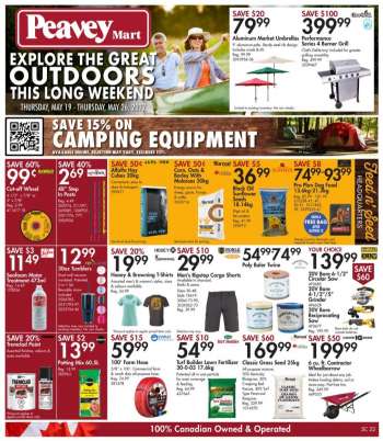 Peavey Mart flyer - Explore The Great Outdoors This Long Weekend