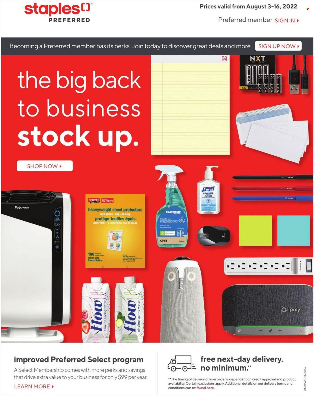 Staples flyer  - August 03, 2022 - August 16, 2022. Page 1.