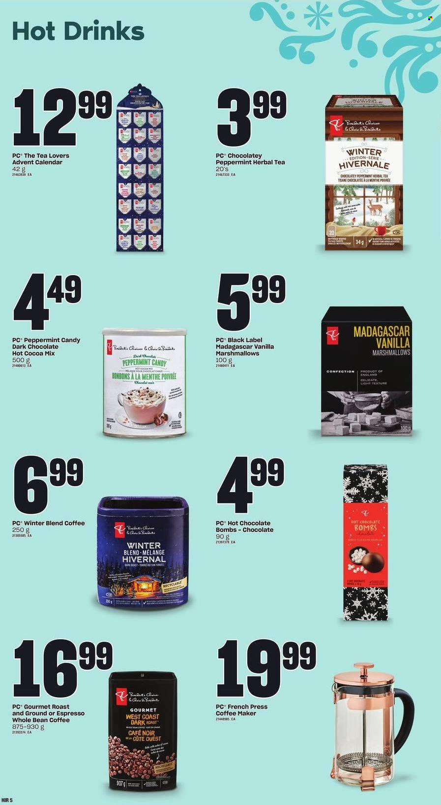 Dominion Flyer - November 03, 2022 - January 04, 2023 - Sales products - Président, advent calendar, marshmallows, dark chocolate, hot cocoa, hot chocolate, tea, herbal tea, calendar. Page 6.