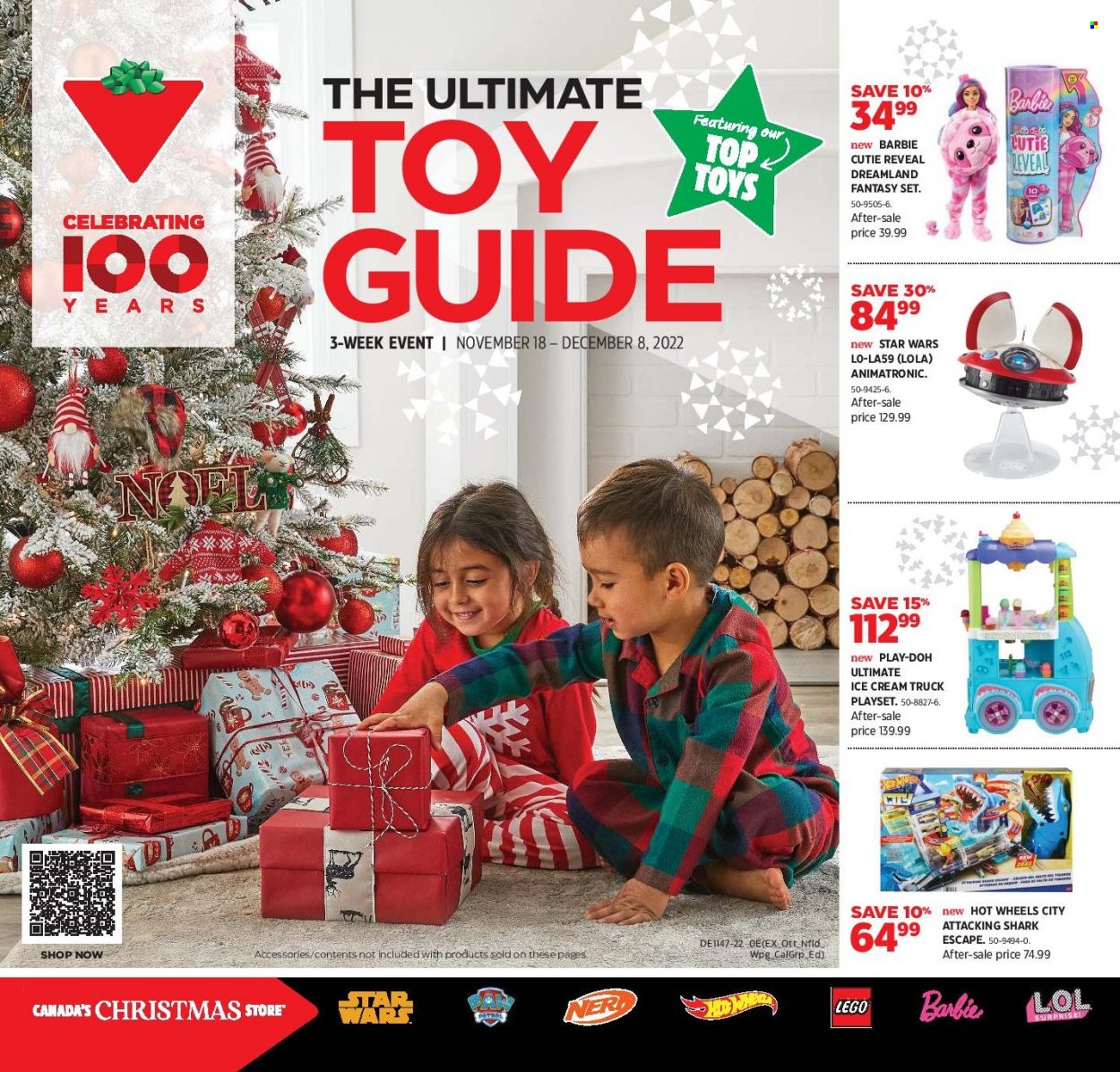 Canadian Tire Flyer - November 18, 2022 - December 08, 2022 - Sales products - Hot Wheels, Barbie, LEGO, play set, toys, L.O.L. Surprise, Play-doh. Page 1.