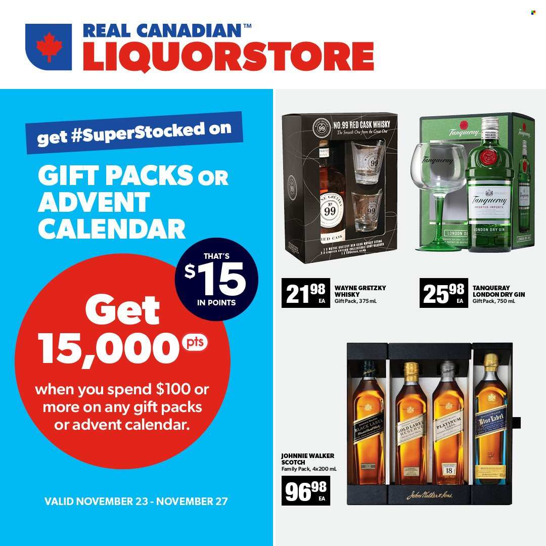 Real Canadian Liquorstore Flyer - November 23, 2022 - November 27, 2022 - Sales products - gin, Johnny Walker, whisky, advent calendar. Page 4.