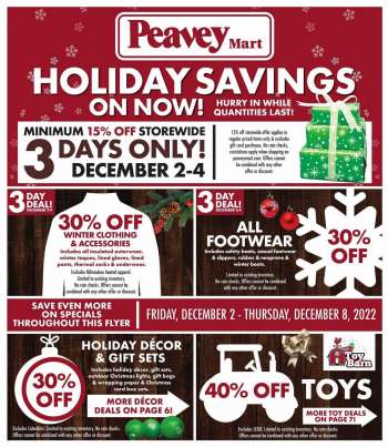 Peavey Mart flyer - Holiday Savings