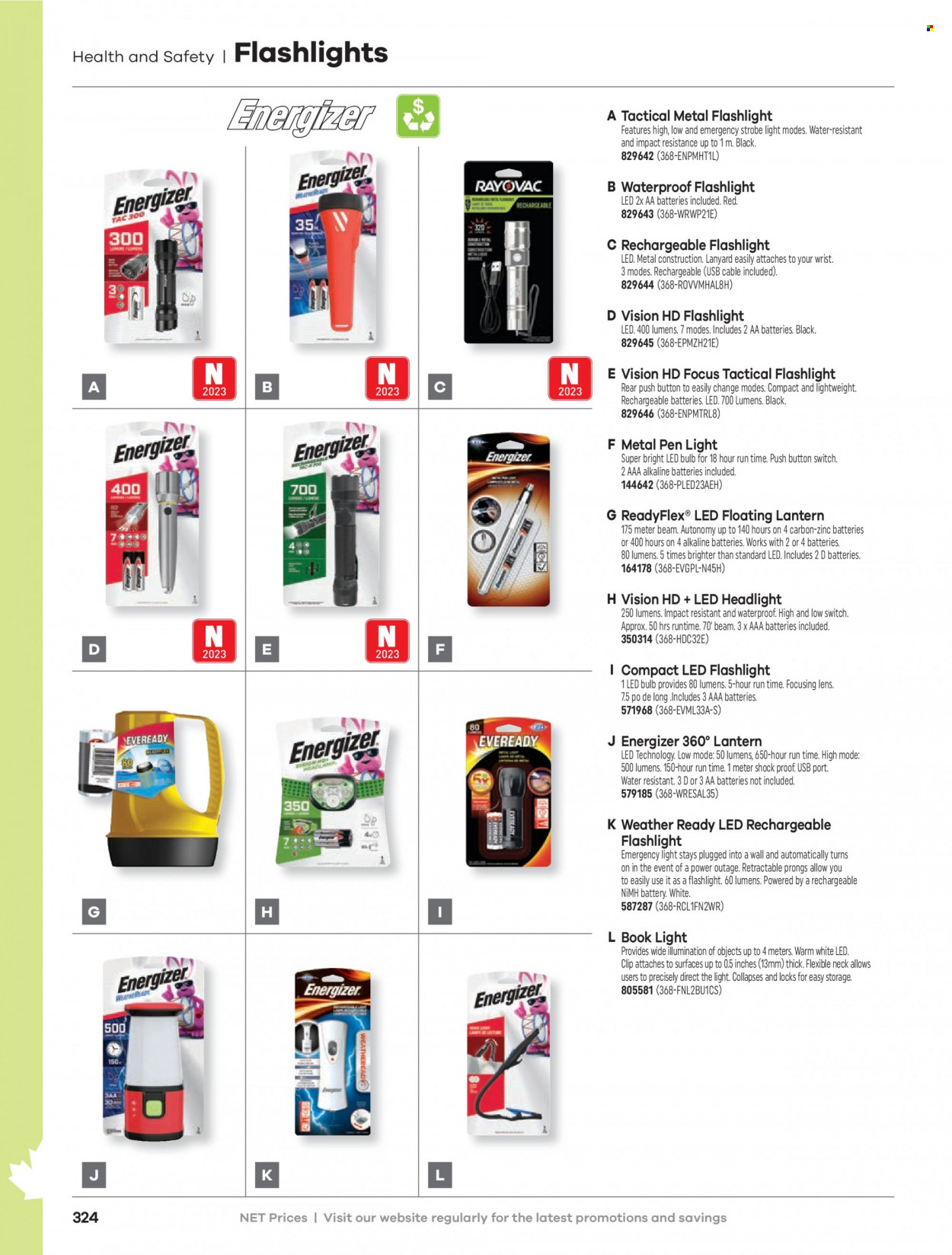 thumbnail - Hamster Flyer - Sales products - pen, bulb, LED bulb, AAA batteries, aa batteries, lens, lantern, Energizer. Page 326.