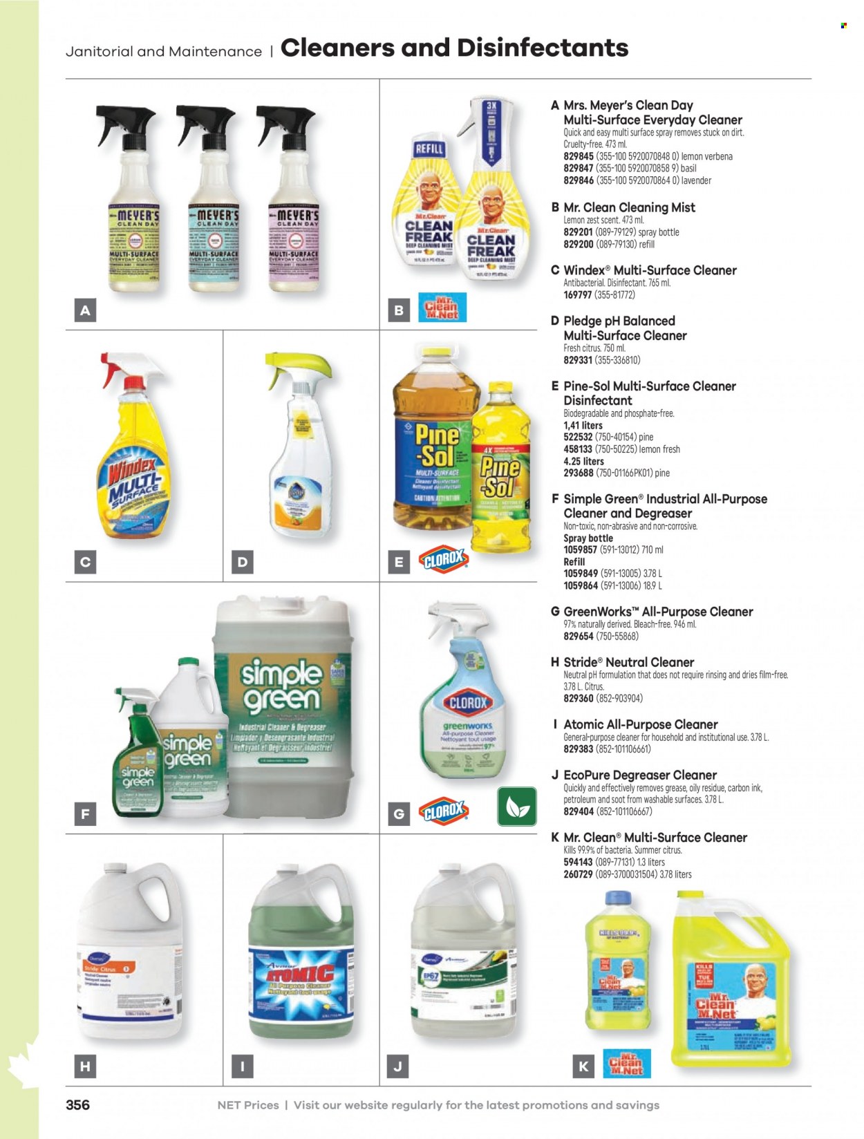 thumbnail - Hamster Flyer - Sales products - Windex, surface cleaner, cleaner, bleach, Pine-Sol, Pledge, desinfection. Page 358.
