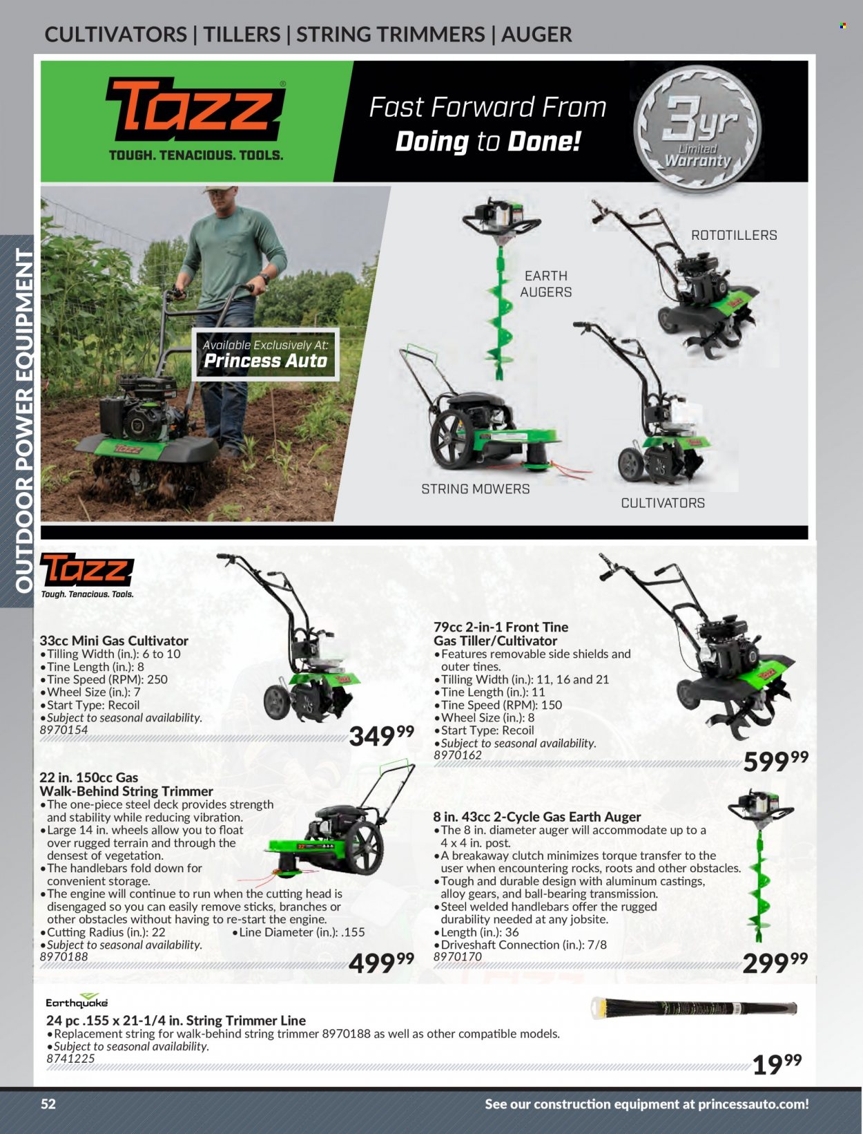 Princess Auto Flyer - Sales products - string trimmer, trimmer line. Page 54.