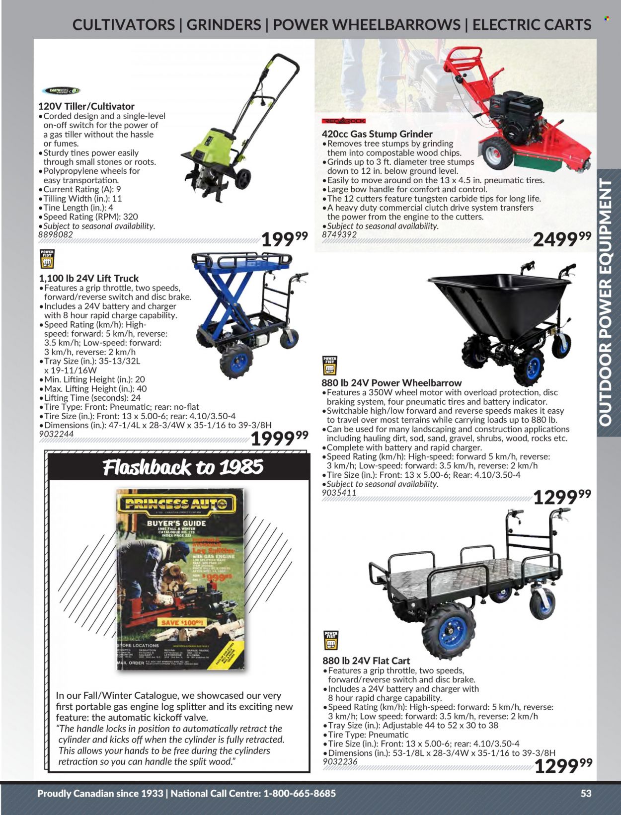 thumbnail - Princess Auto Flyer - Sales products - grinder, log splitter, wheelbarrow, cart. Page 55.