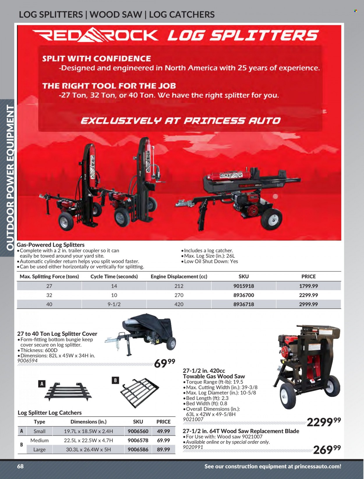 thumbnail - Princess Auto Flyer - Sales products - saw, log splitter, trailer. Page 70.