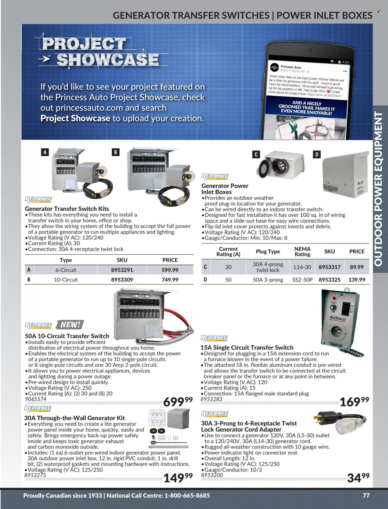 thumbnail - Princess Auto Flyer - Sales products - furnace, PVC conduit, blower, extension cord, generator. Page 79.