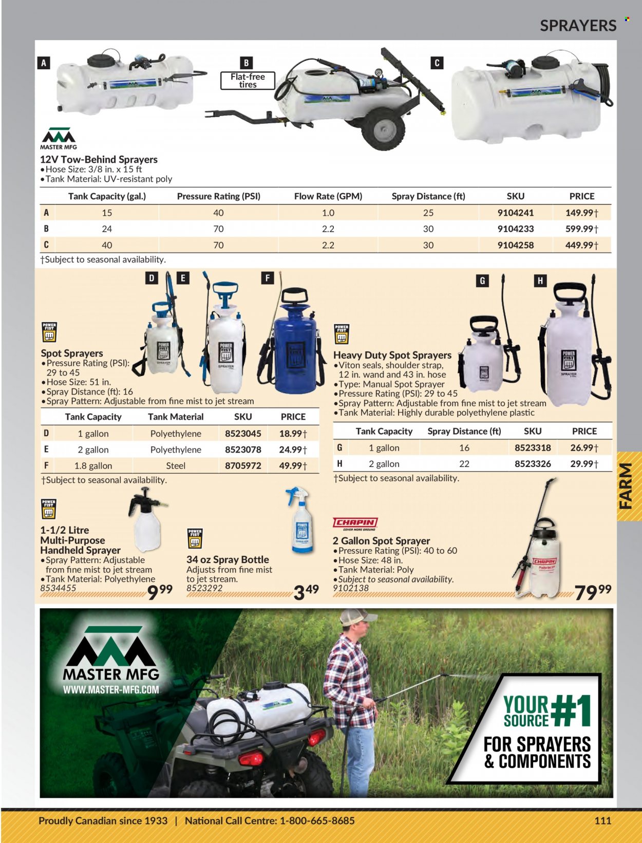 thumbnail - Princess Auto Flyer - Sales products - tank, strap, sprayer, tires. Page 115.
