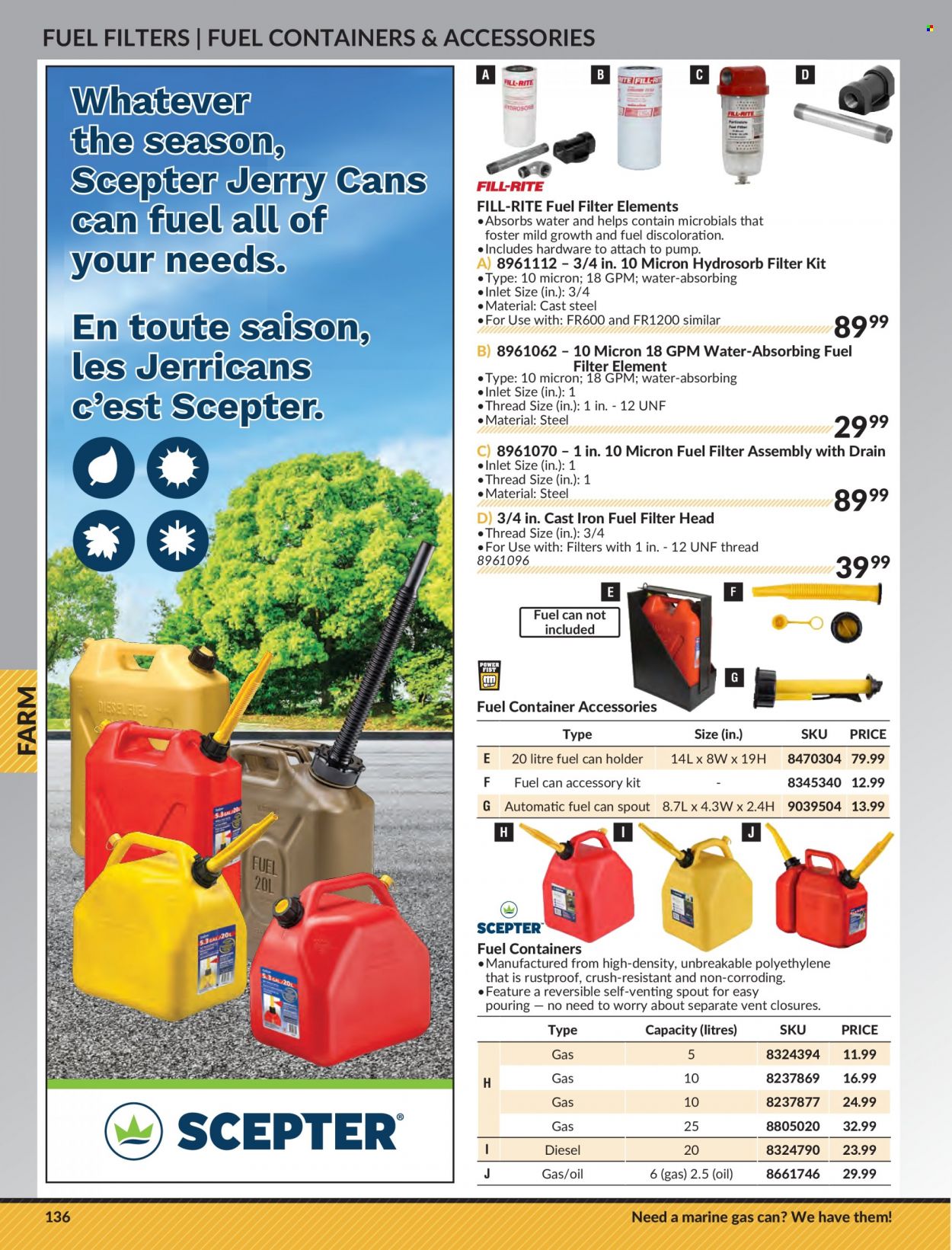 thumbnail - Princess Auto Flyer - Sales products - pump, container, fuel can, fuel filter. Page 140.