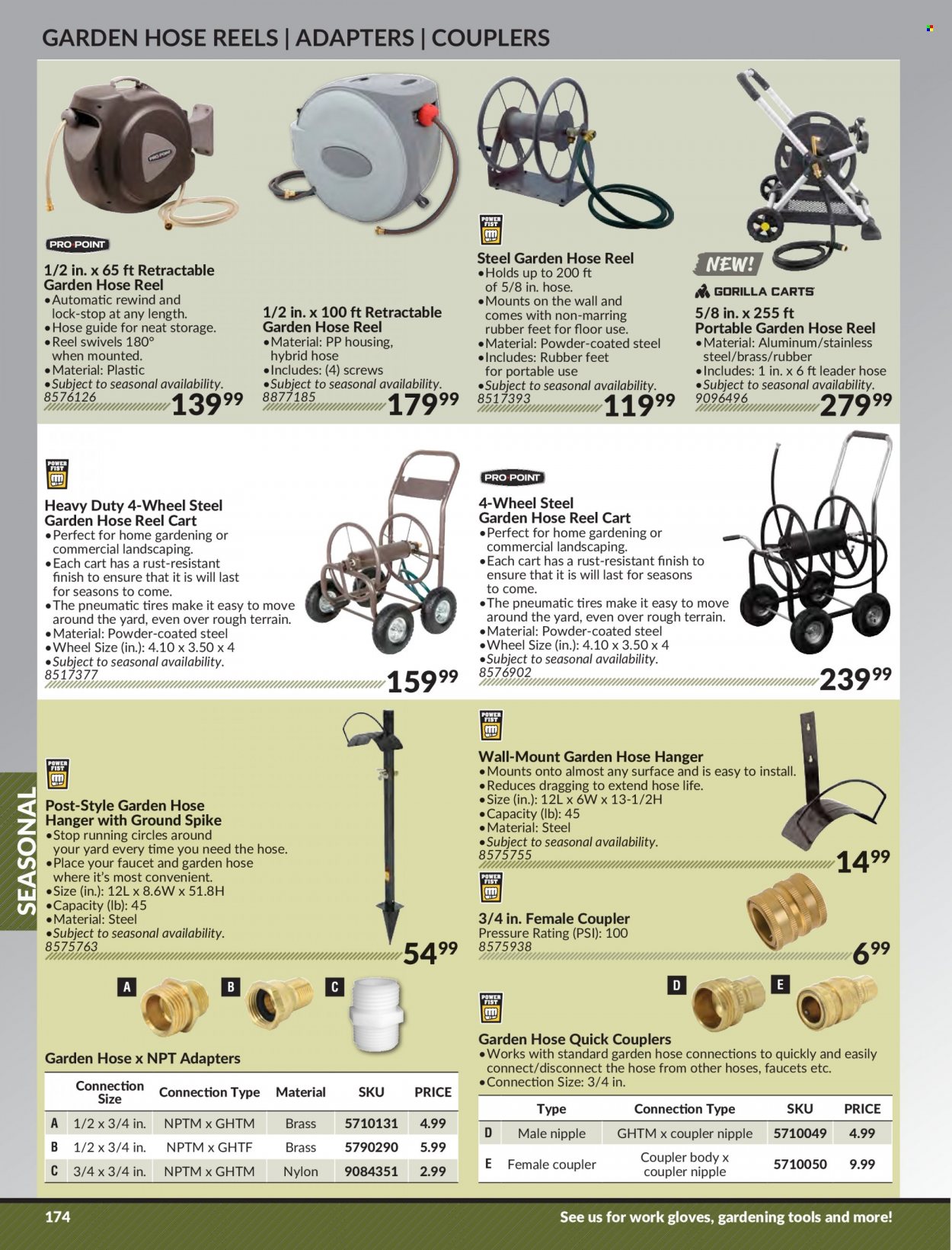 thumbnail - Princess Auto Flyer - Sales products - faucet, gardening tools, work gloves, cart, hose reel, garden hose, tires. Page 180.