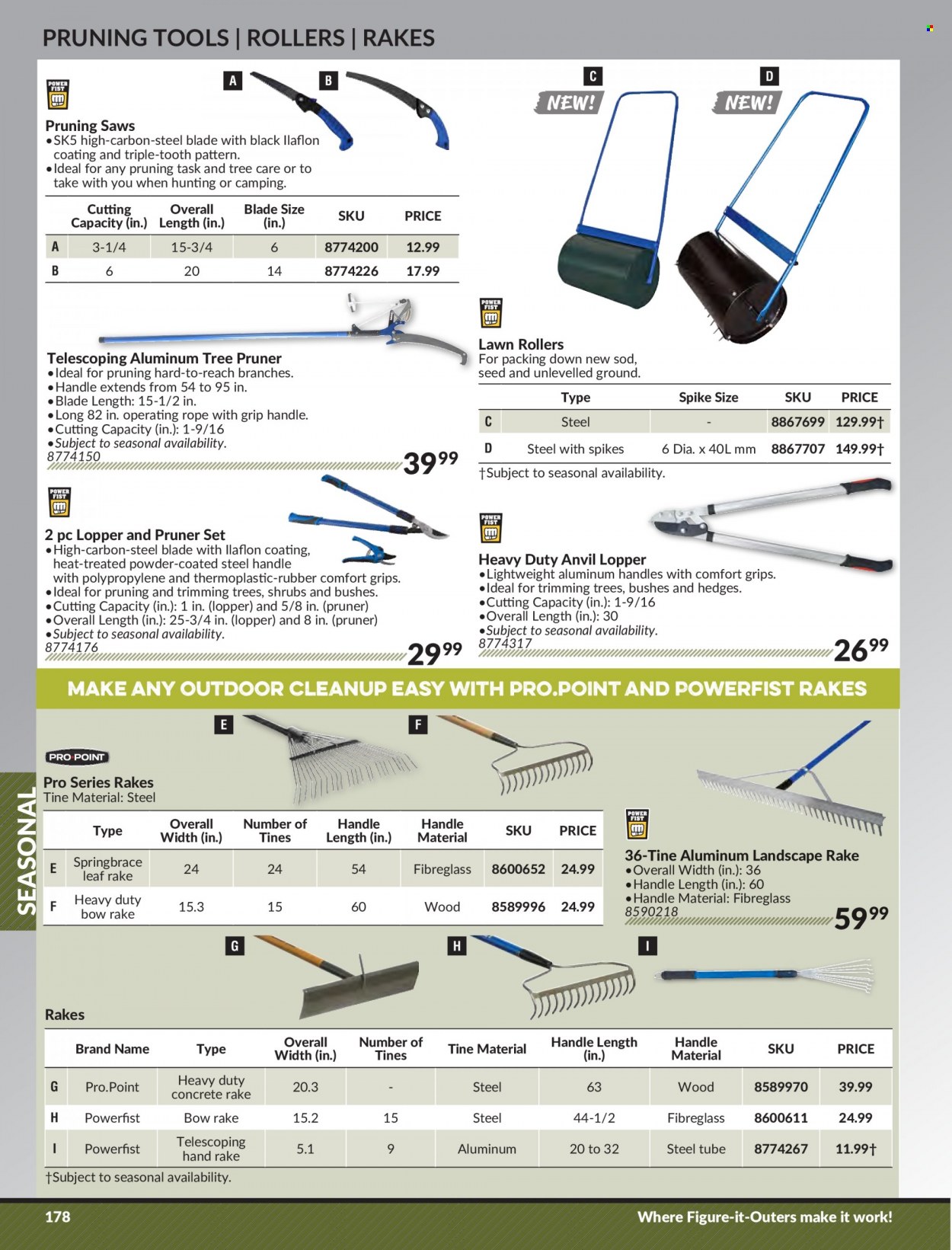 thumbnail - Princess Auto Flyer - Sales products - tree pruner, gardening tools, plant seeds. Page 184.