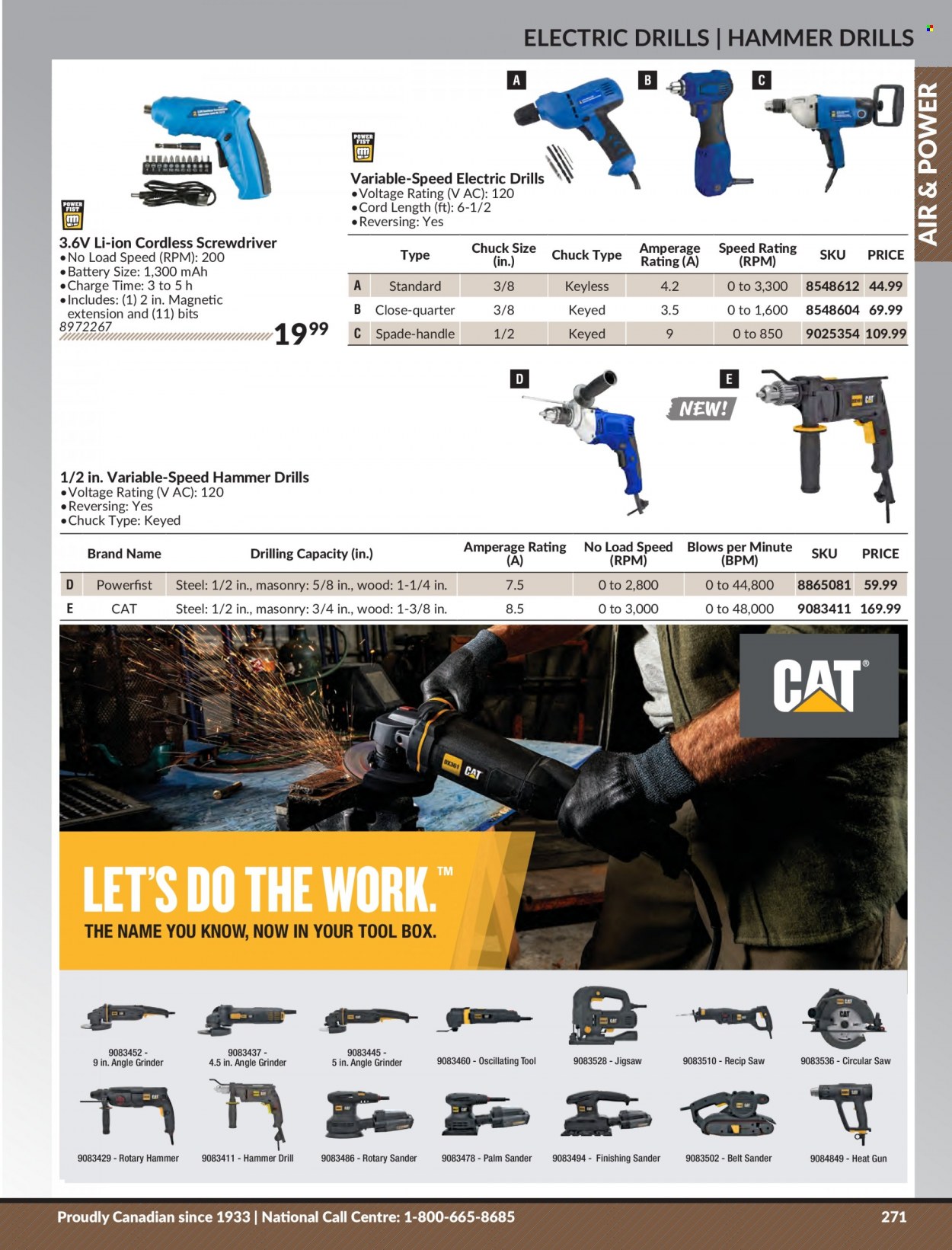 thumbnail - Princess Auto Flyer - Sales products - drill, screwdriver, hammer drill, grinder, circular saw, saw, angle grinder, jig saw, belt sander, tool box, spade, heat gun. Page 277.