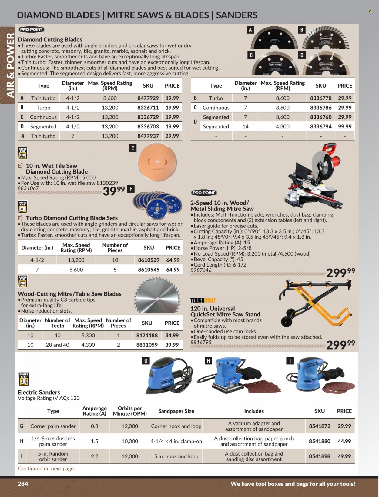 thumbnail - Princess Auto Flyer - Sales products - random orbit sander, table saw, tool box, laser, table, saw stand. Page 290.