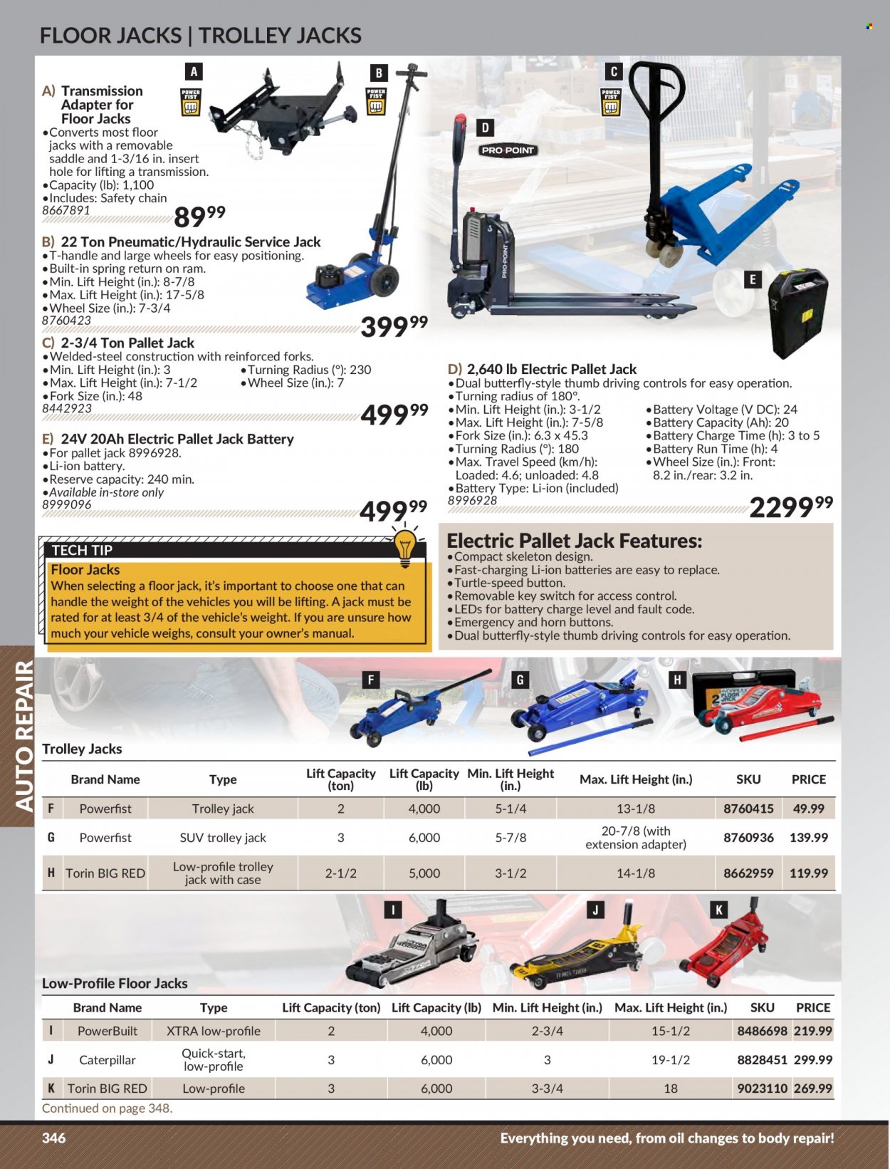 thumbnail - Princess Auto Flyer - Sales products - switch, trolley, floor jack, battery. Page 354.