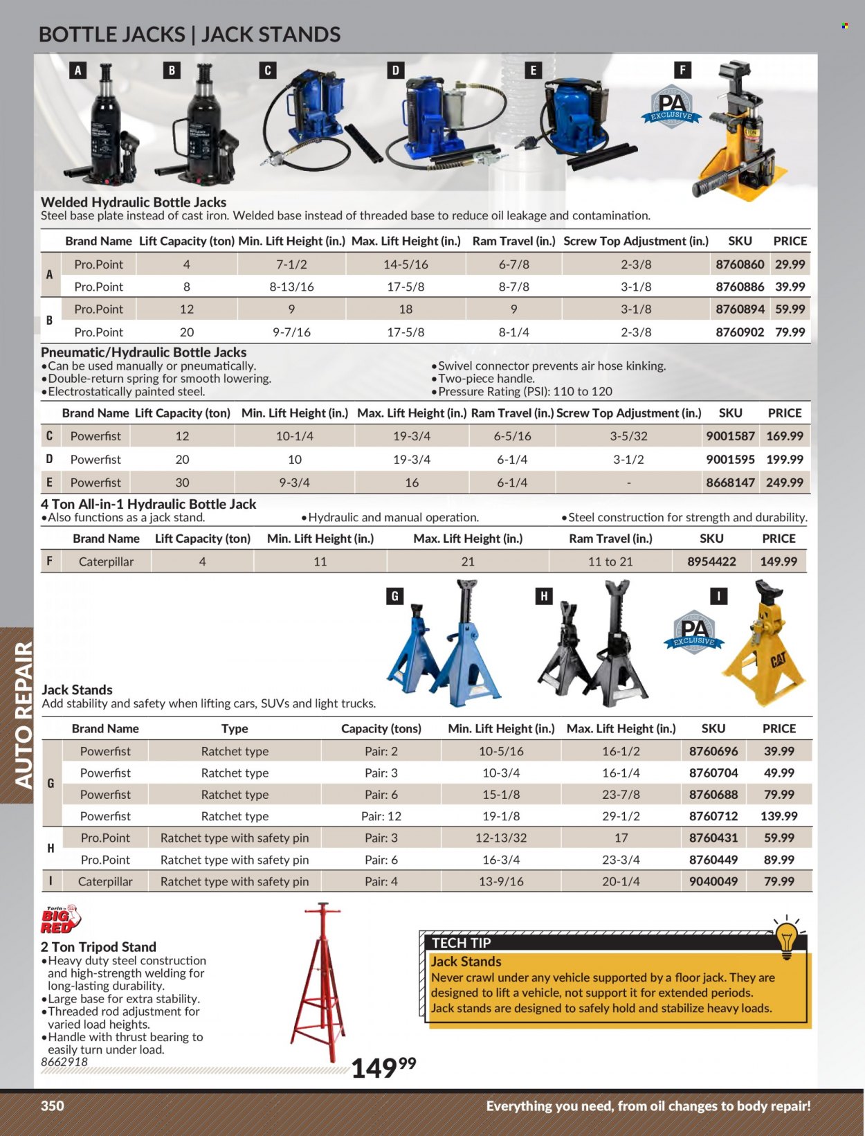 thumbnail - Princess Auto Flyer - Sales products - tripod, hand tools, air hose, vehicle, floor jack. Page 358.