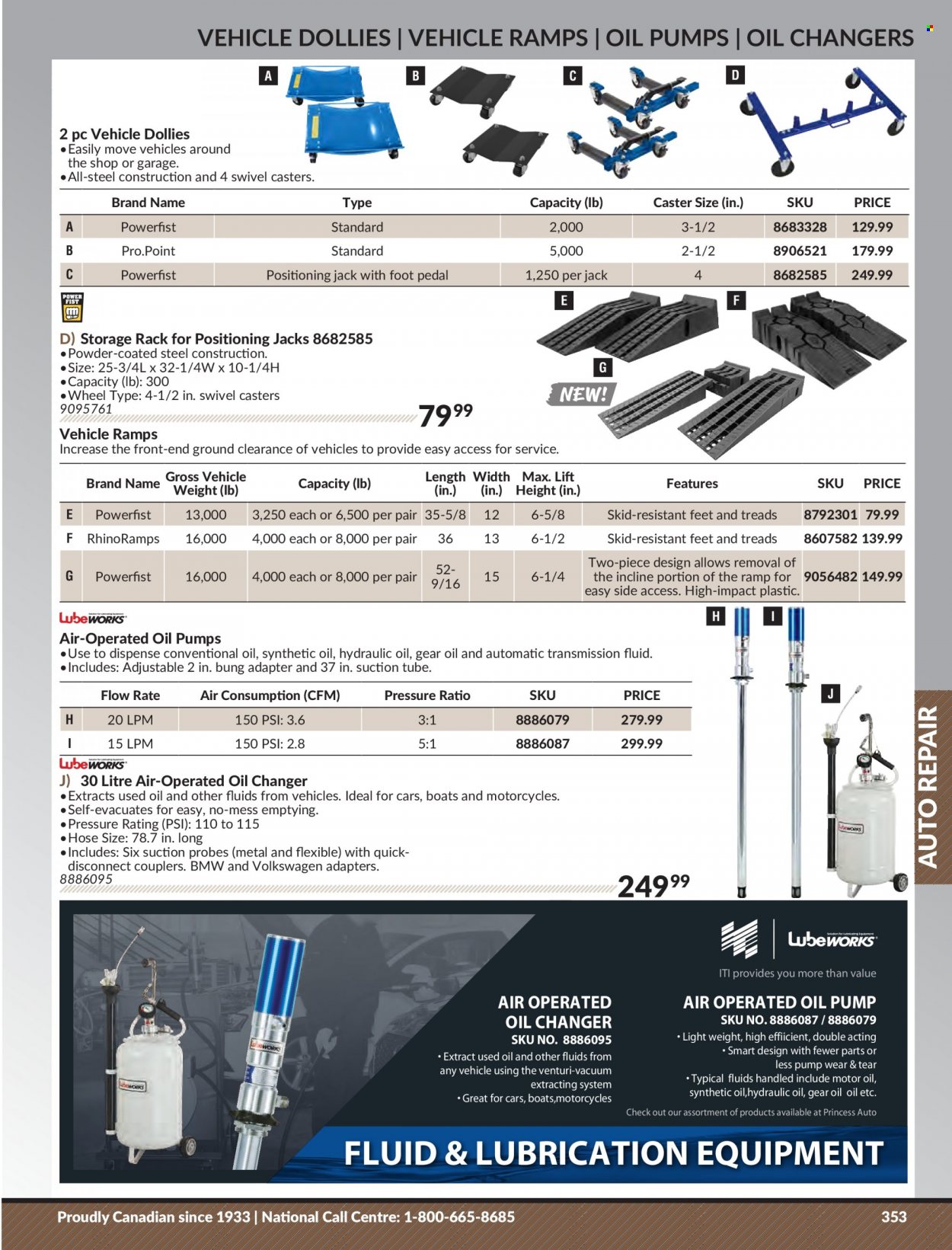 thumbnail - Princess Auto Flyer - Sales products - portable vehicle ramps, motor oil, transmission fluid, conventional oil. Page 361.