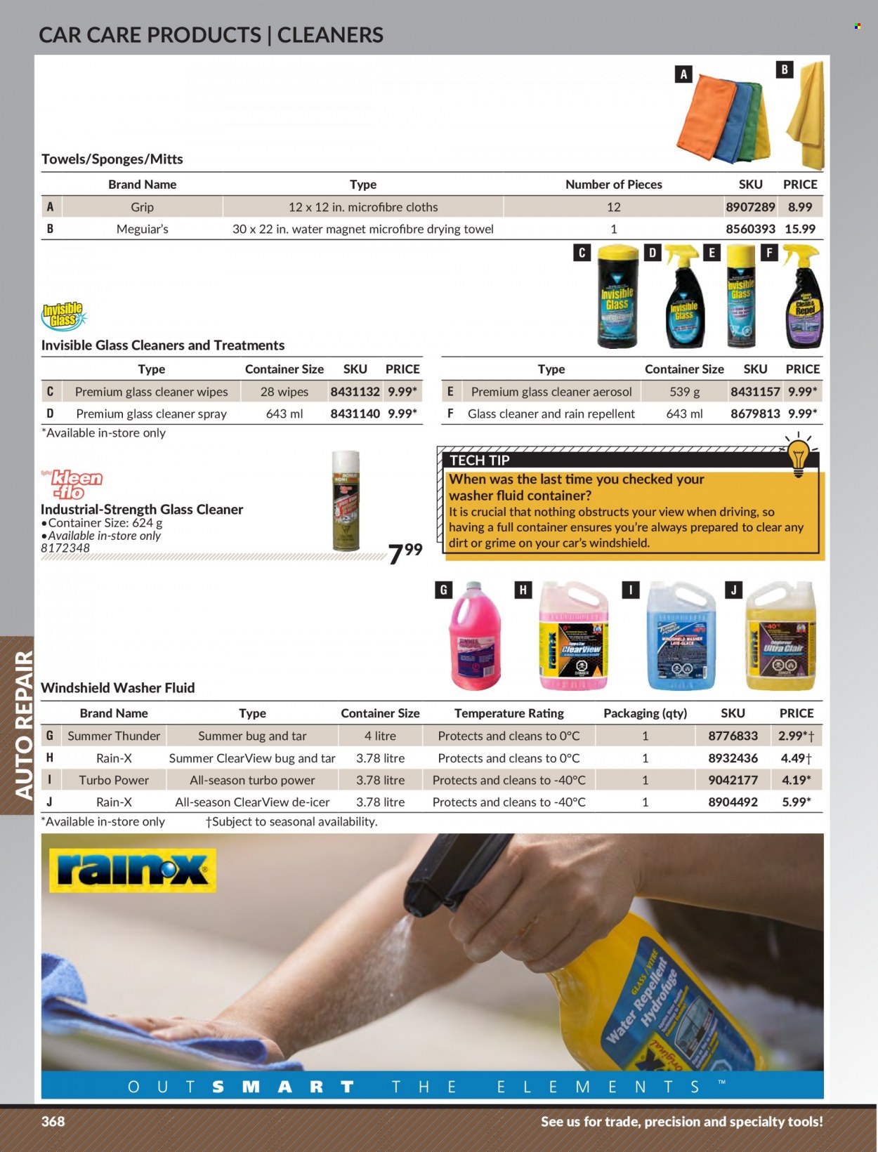 Princess Auto Flyer - Sales products - container, cleaner, washer fluid, Rain-X, windshield washer fluid. Page 376.