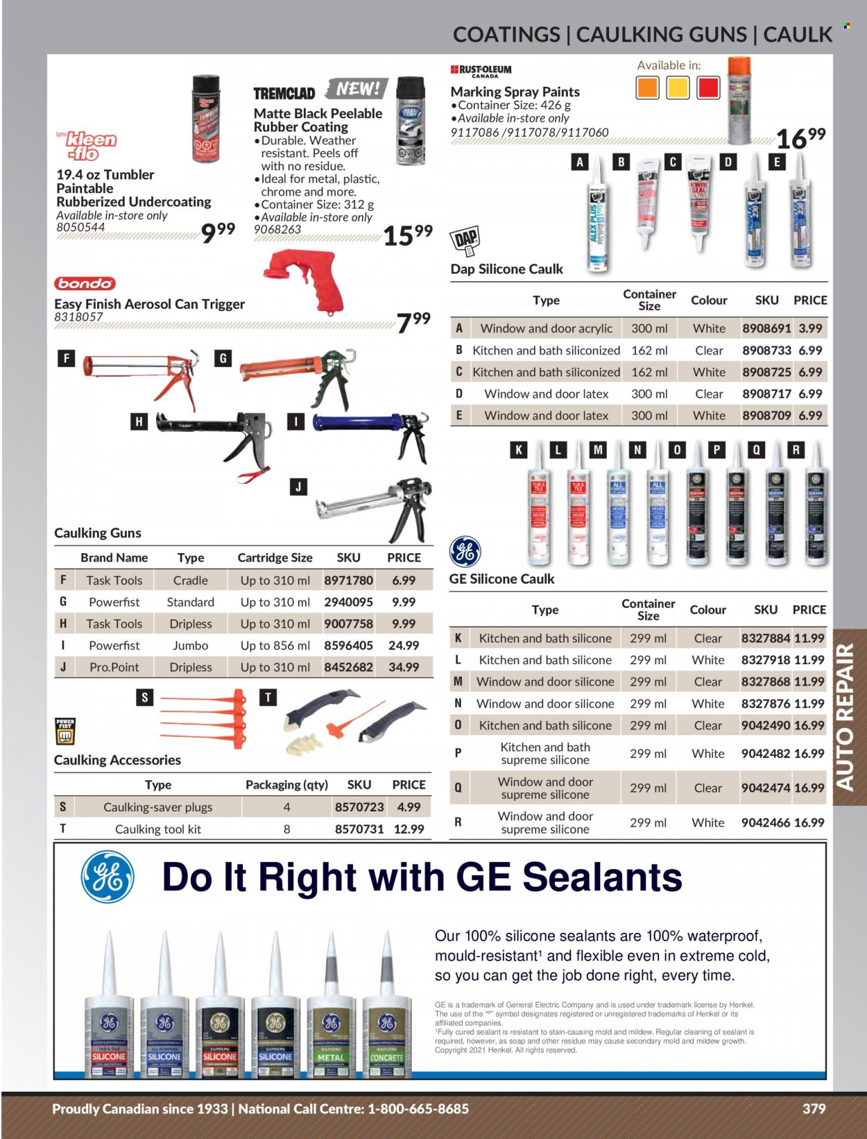 thumbnail - Princess Auto Flyer - Sales products - silicone sealants, plug, tool set, container. Page 387.