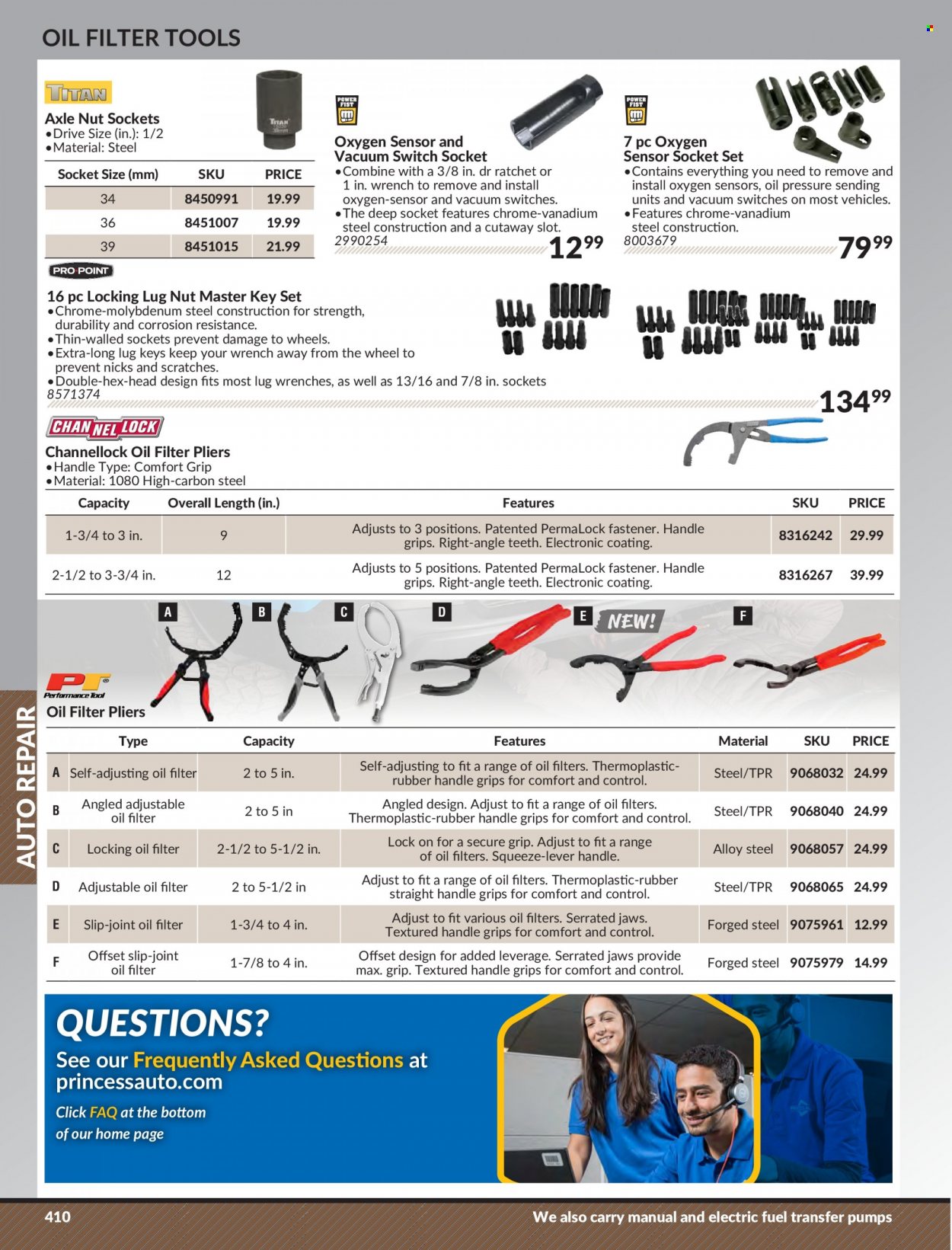 Princess Auto Flyer - Sales products - socket, wrench, pliers, socket set, hand tools, transfer pumps, oil filter. Page 418.