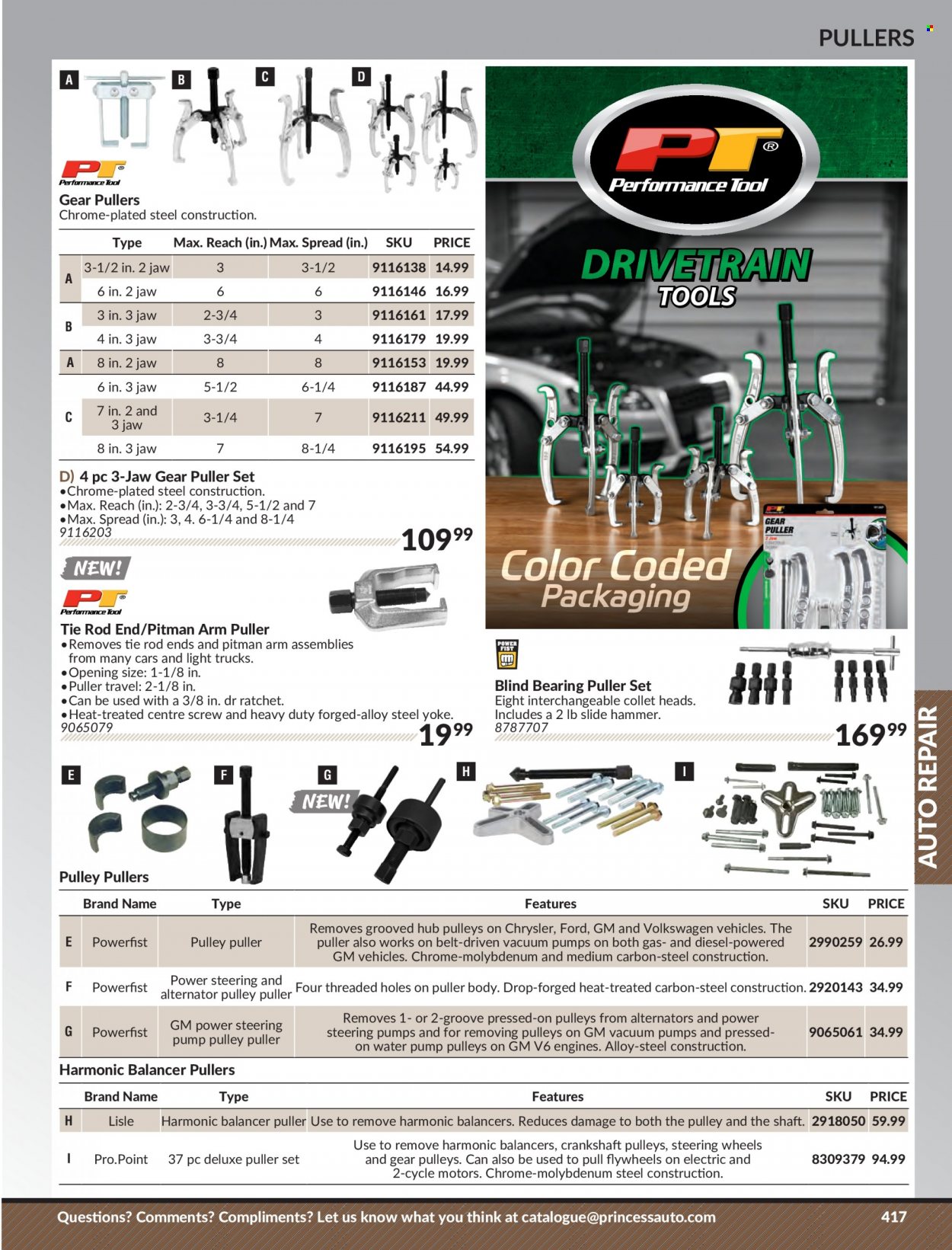 thumbnail - Princess Auto Flyer - Sales products - water pump, hammer, hand tools, alternator. Page 425.