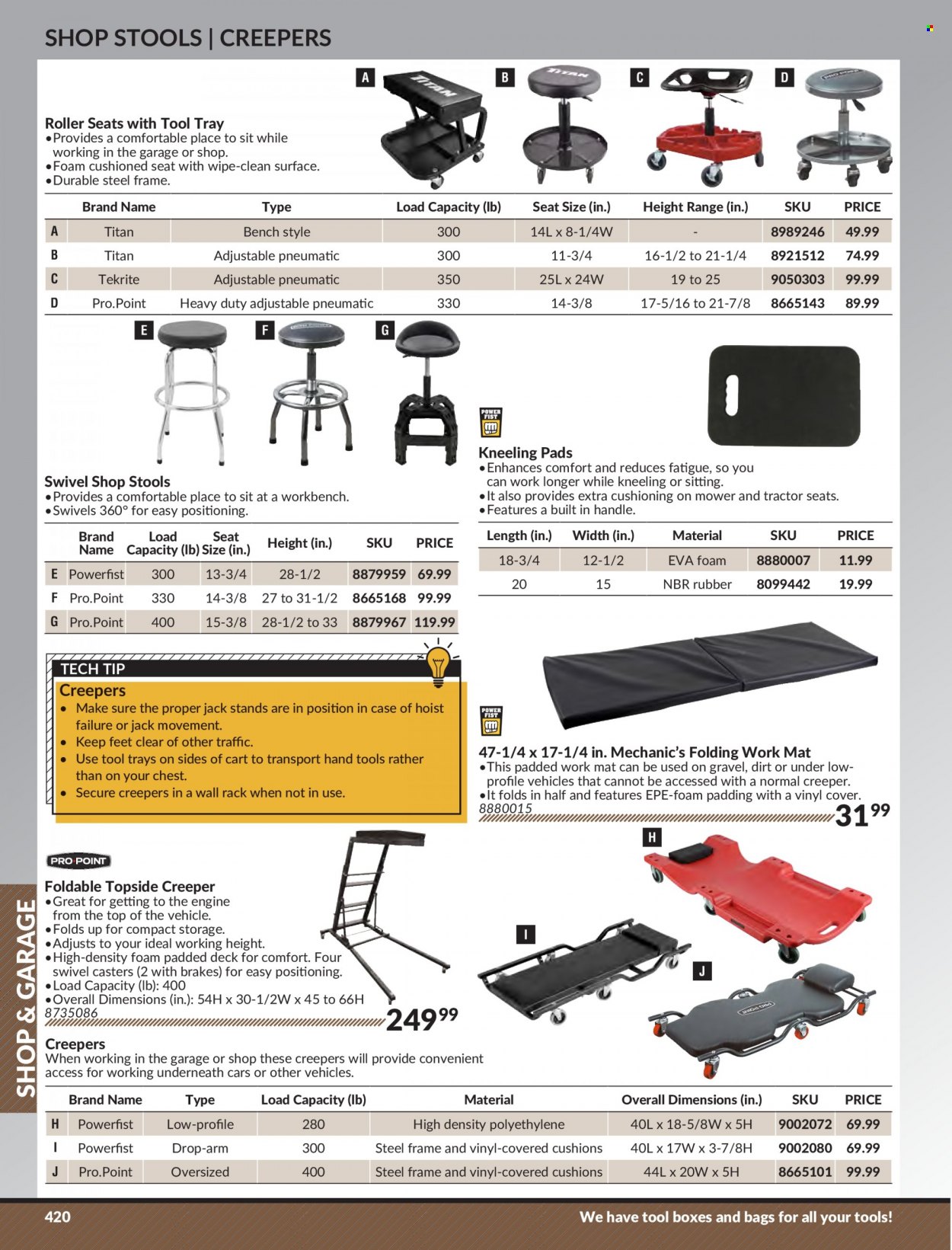 thumbnail - Princess Auto Flyer - Sales products - roller, tractor, tool box, hand tools, cart, work bench, vehicle. Page 428.