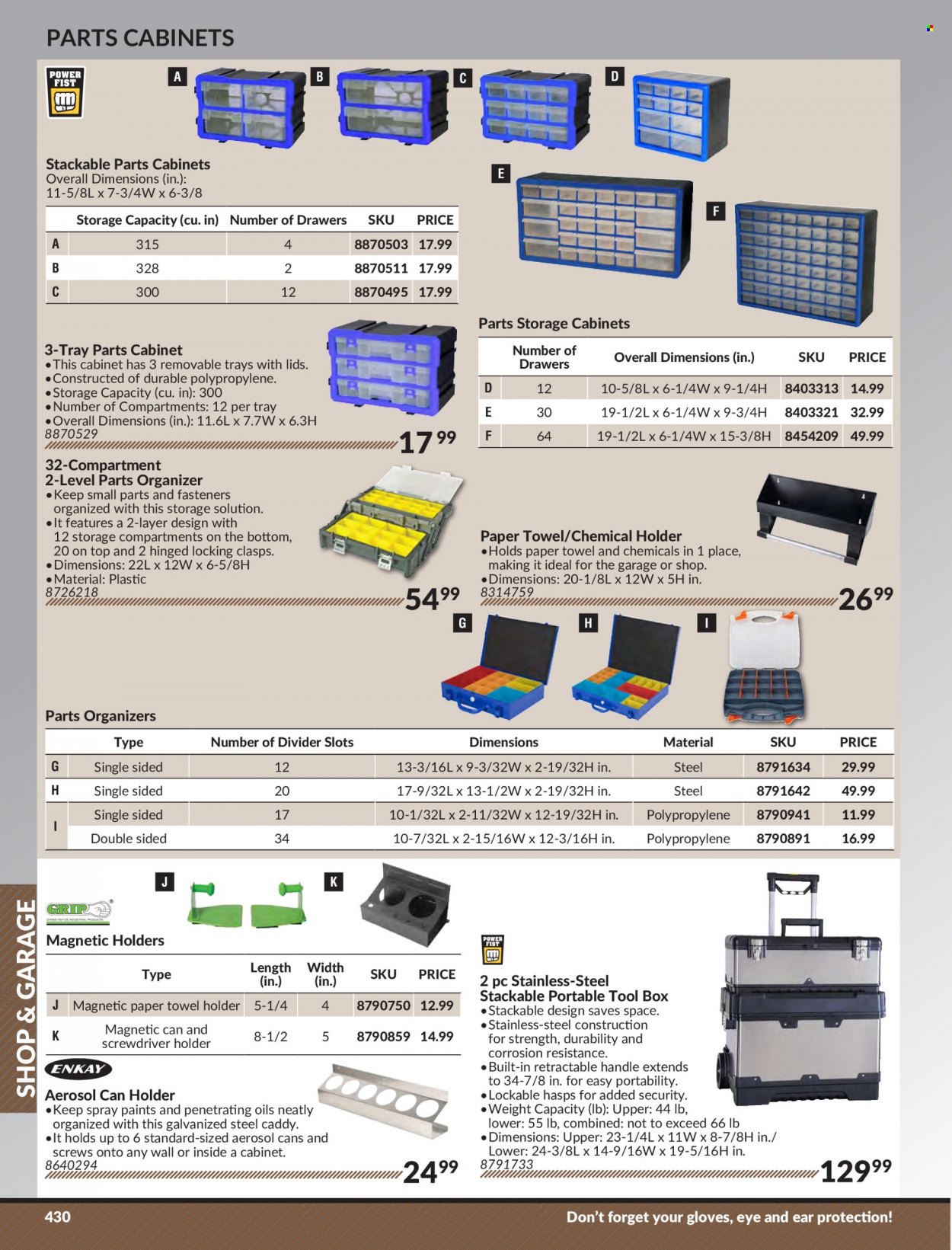 thumbnail - Princess Auto Flyer - Sales products - holder, tool box, gloves, cabinet. Page 438.