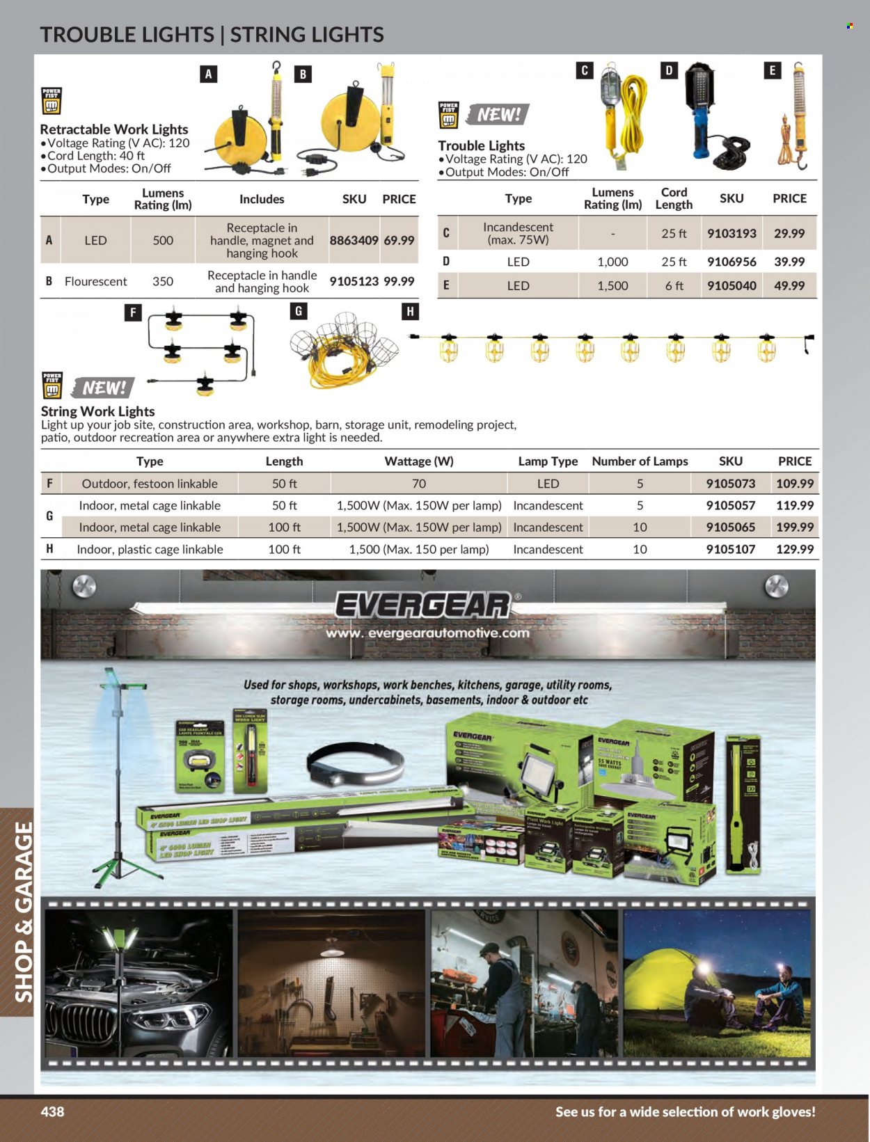 Princess Auto Flyer - Sales products - lamp, string lights, work gloves, storage box. Page 446.