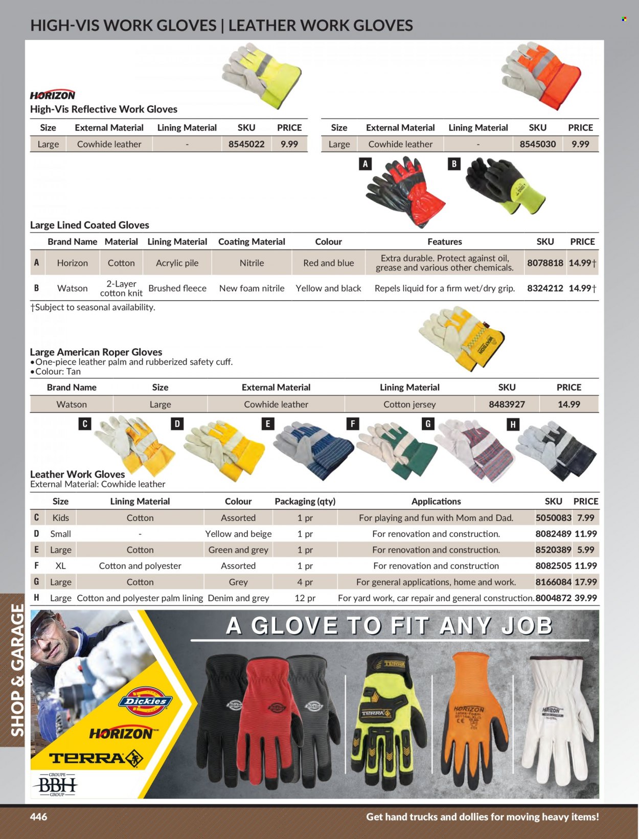 thumbnail - Princess Auto Flyer - Sales products - gloves, work gloves. Page 454.
