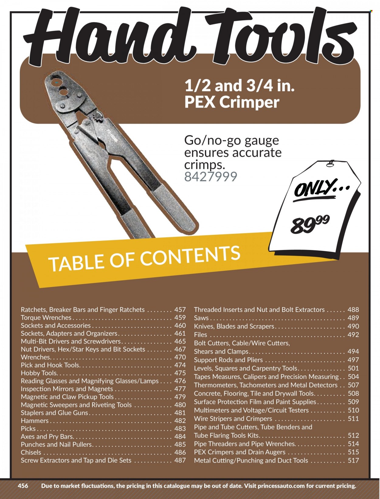 thumbnail - Princess Auto Flyer - Sales products - paint, socket, hook, wrench, pliers, crimper, torque wrench, knife. Page 466.