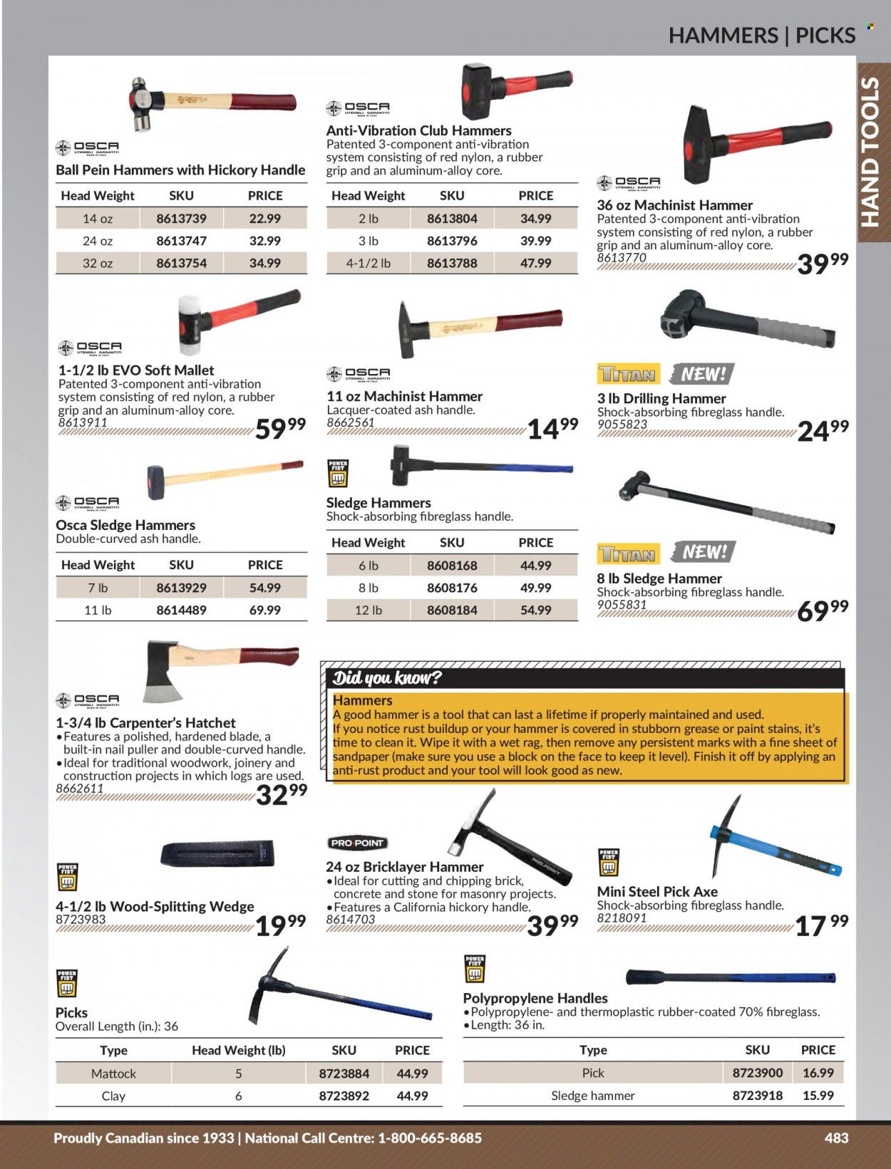 Princess Auto Flyer - Sales products - paint, hammer, hand tools, Axe. Page 493.