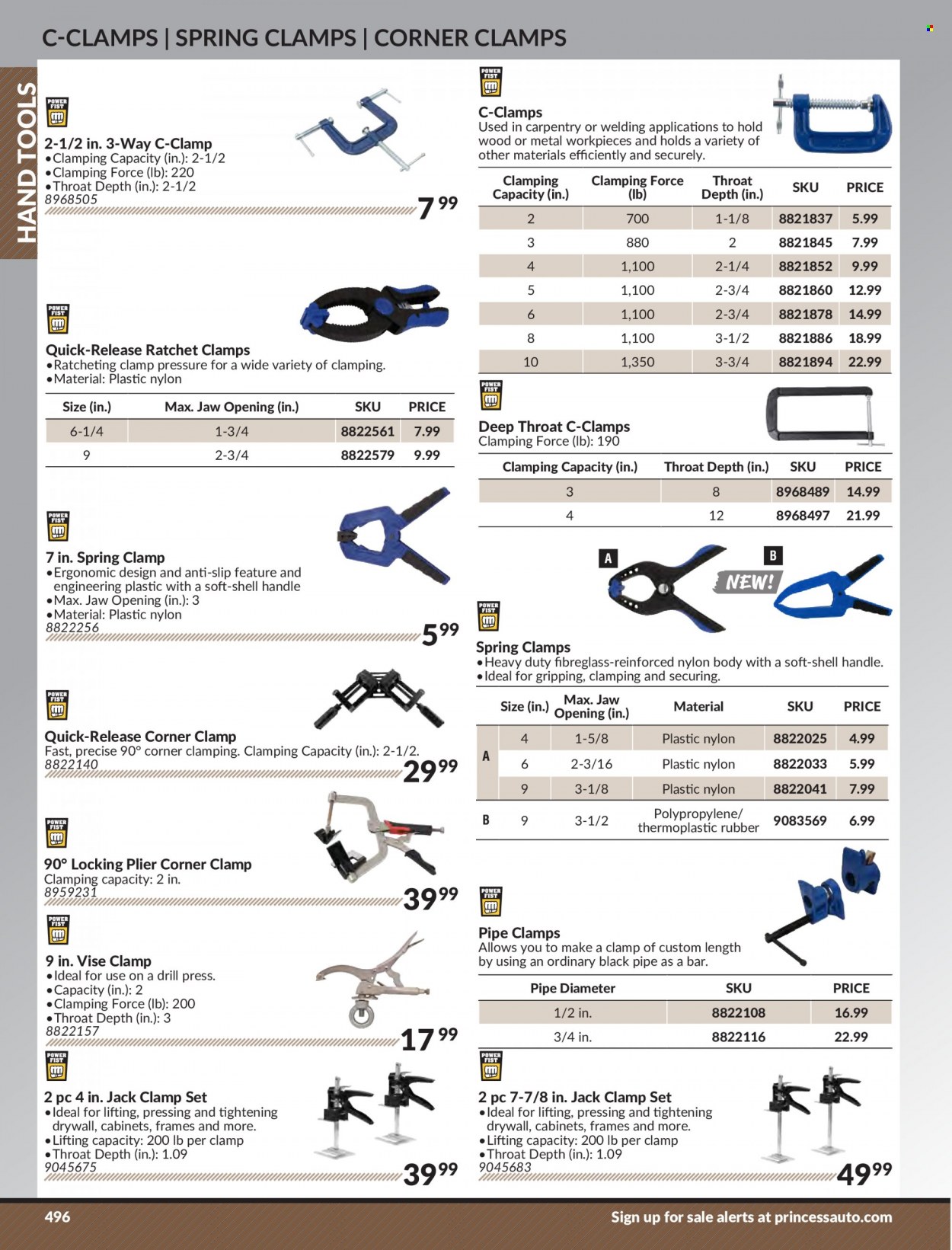 thumbnail - Princess Auto Flyer - Sales products - pliers, hand tools, clamp set. Page 506.