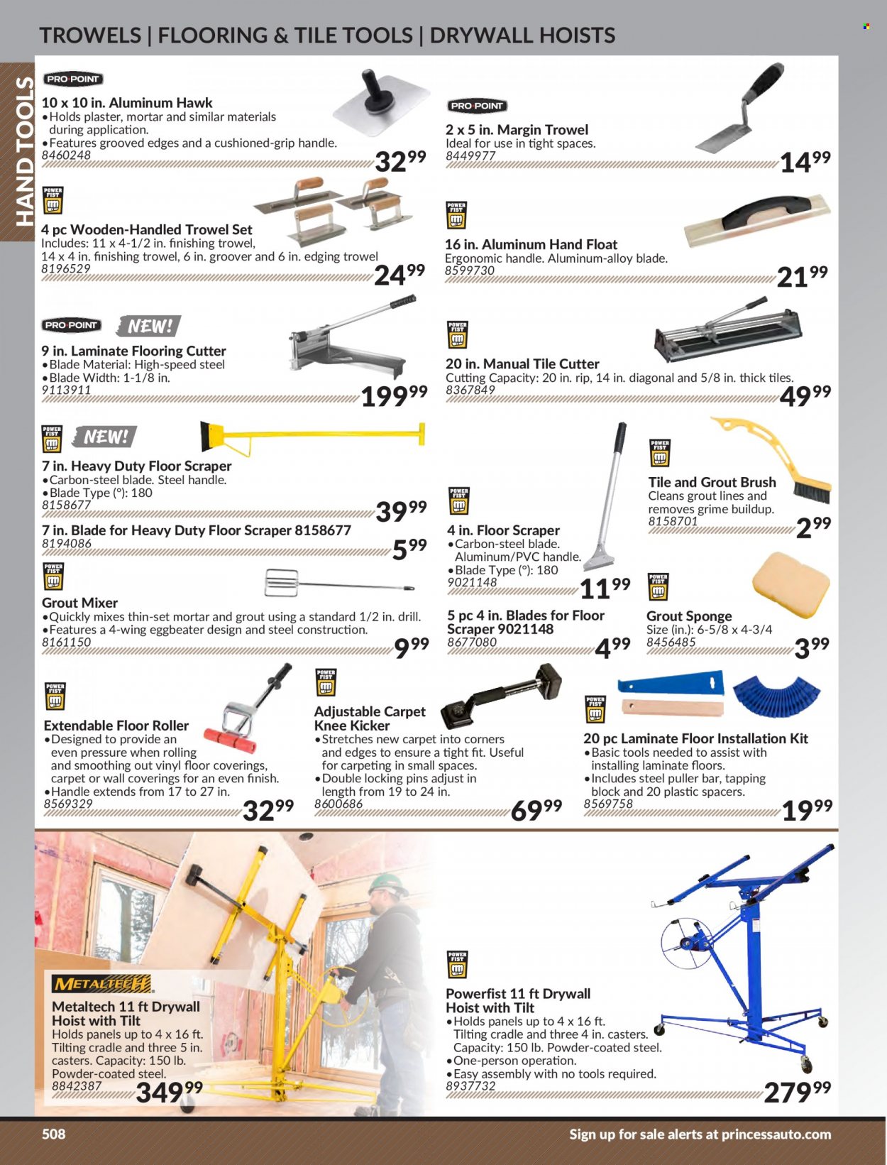 thumbnail - Princess Auto Flyer - Sales products - roller, laminate floor, drill, cutter, hand tools. Page 518.