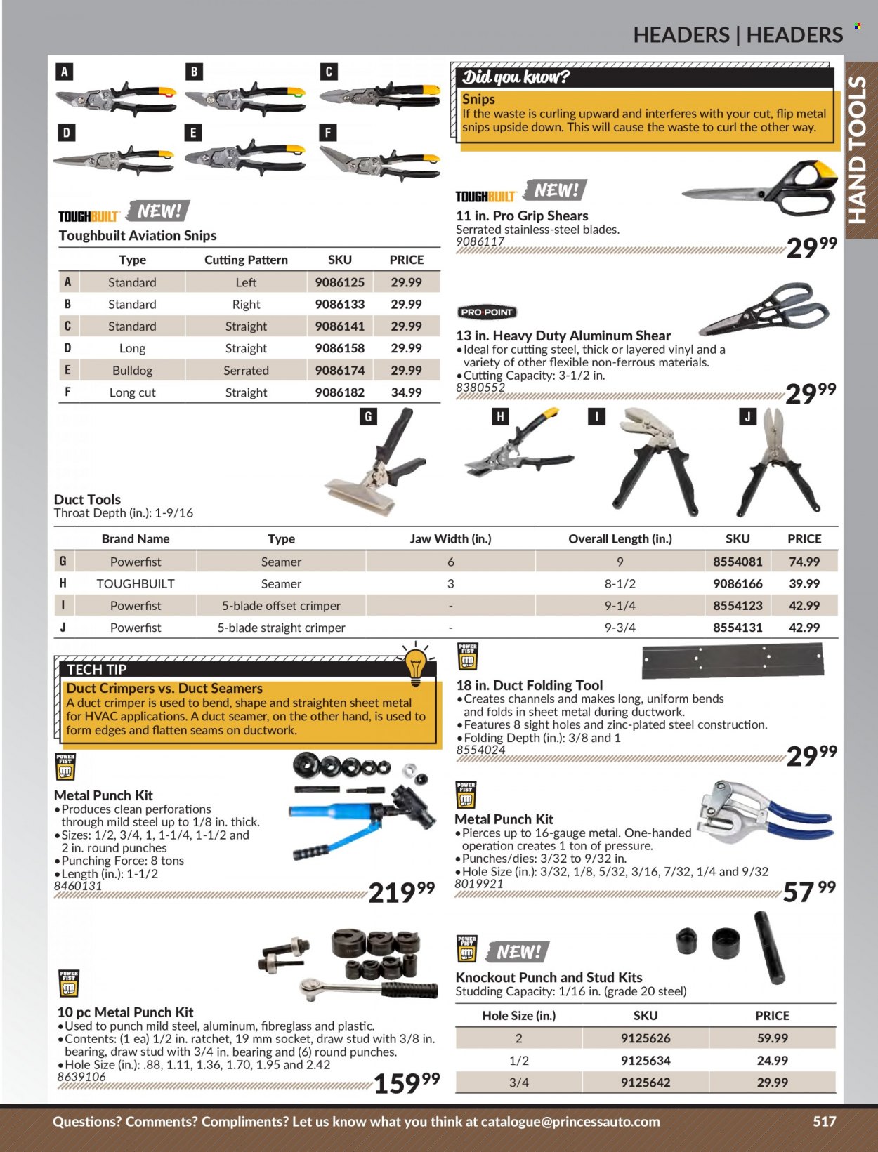 thumbnail - Princess Auto Flyer - Sales products - snips, crimper, hand tools. Page 527.