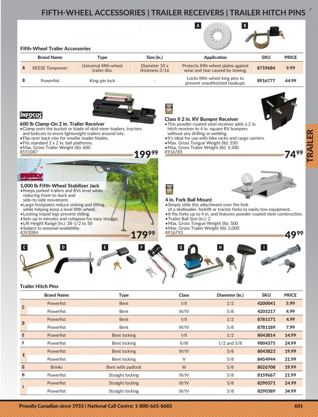 thumbnail - Princess Auto Flyer - Sales products - tripod, Reese Towpower, tractor, receiver, bike rack. Page 611.