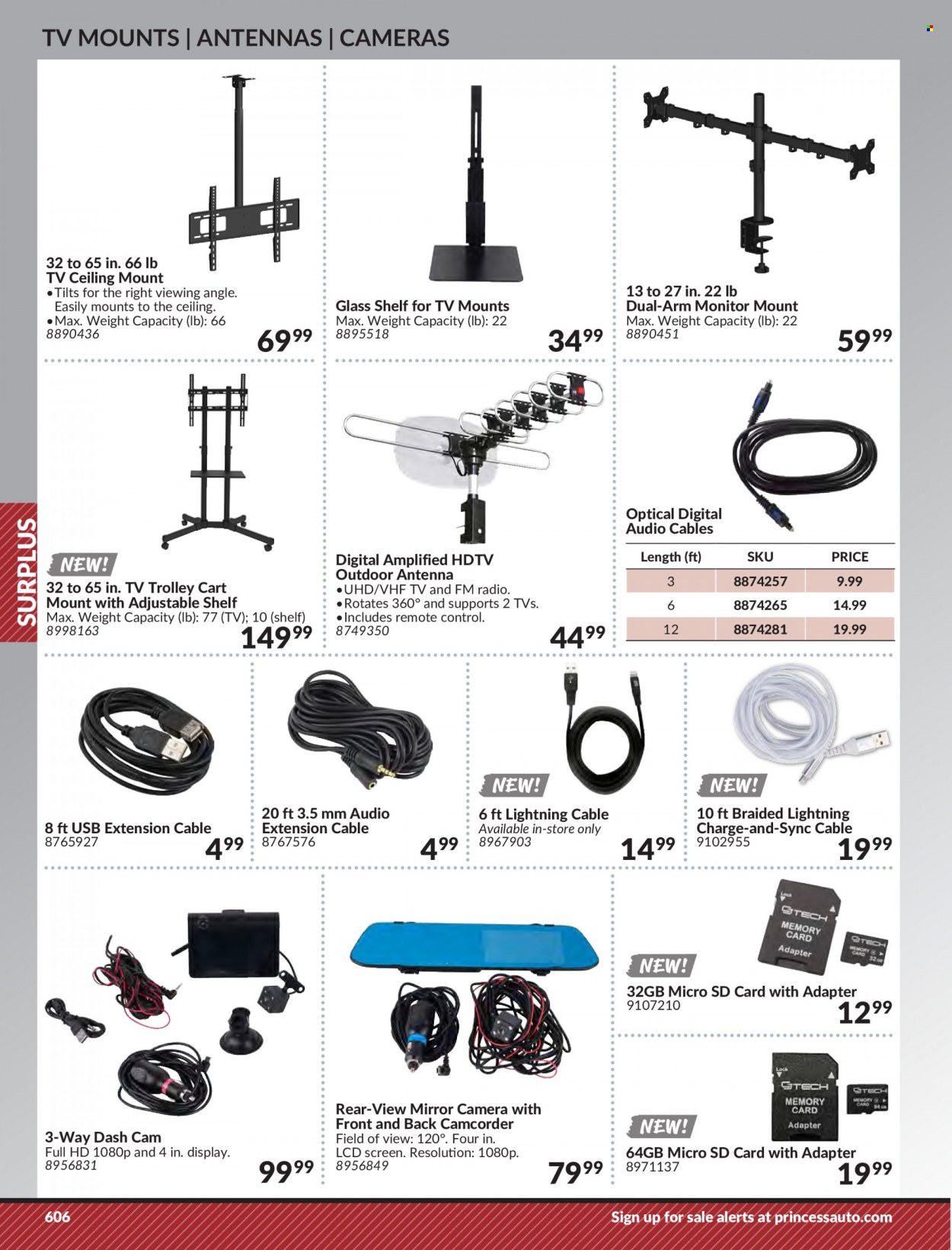 thumbnail - Princess Auto Flyer - Sales products - extension cable, cart, trolley, dashboard camera, radio. Page 616.