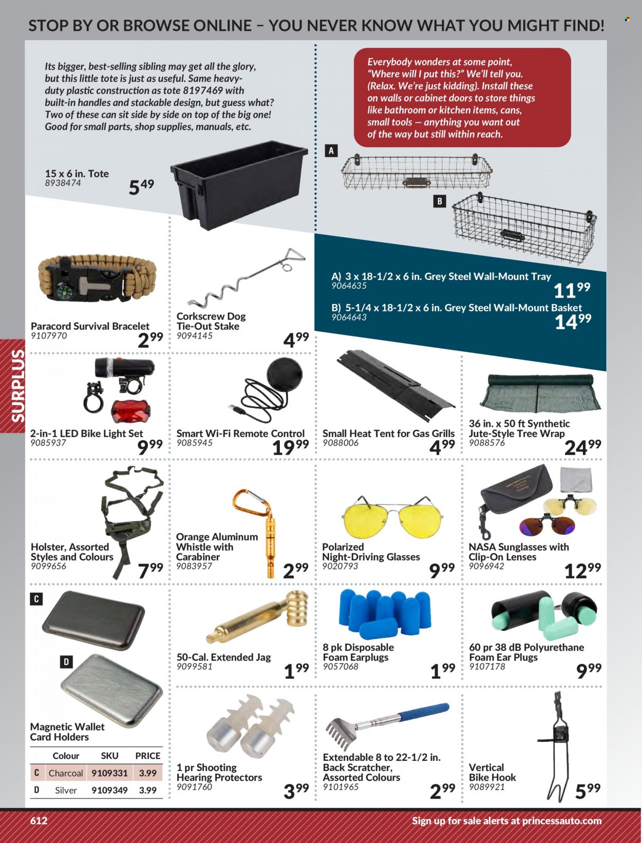 thumbnail - Princess Auto Flyer - Sales products - light set, plug, door, tote, cabinet, basket. Page 622.