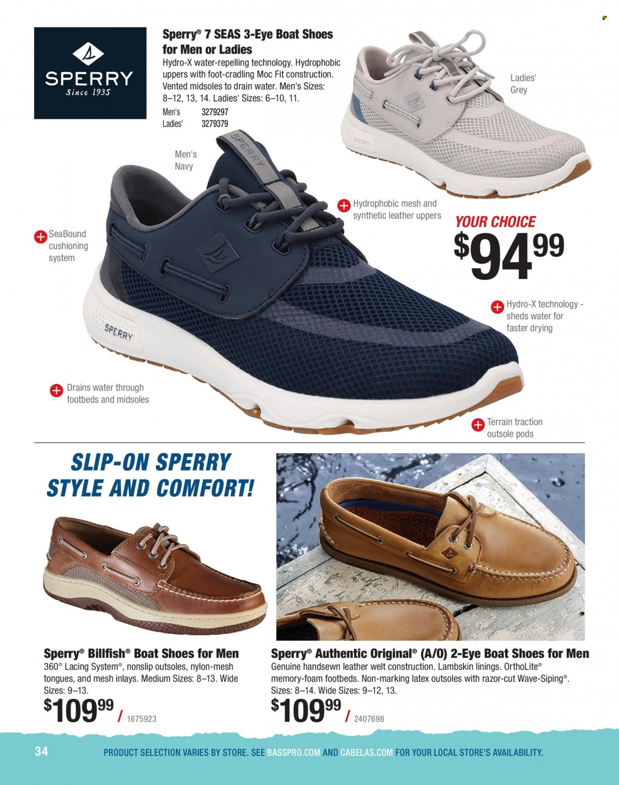 thumbnail - Bass Pro Shops Flyer - Sales products - shoes, slip-on shoes, razor, carpet. Page 34.