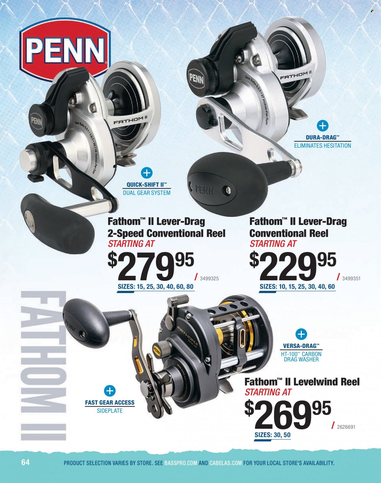 thumbnail - Bass Pro Shops Flyer - Sales products - reel, fishing rod, Penn. Page 64.