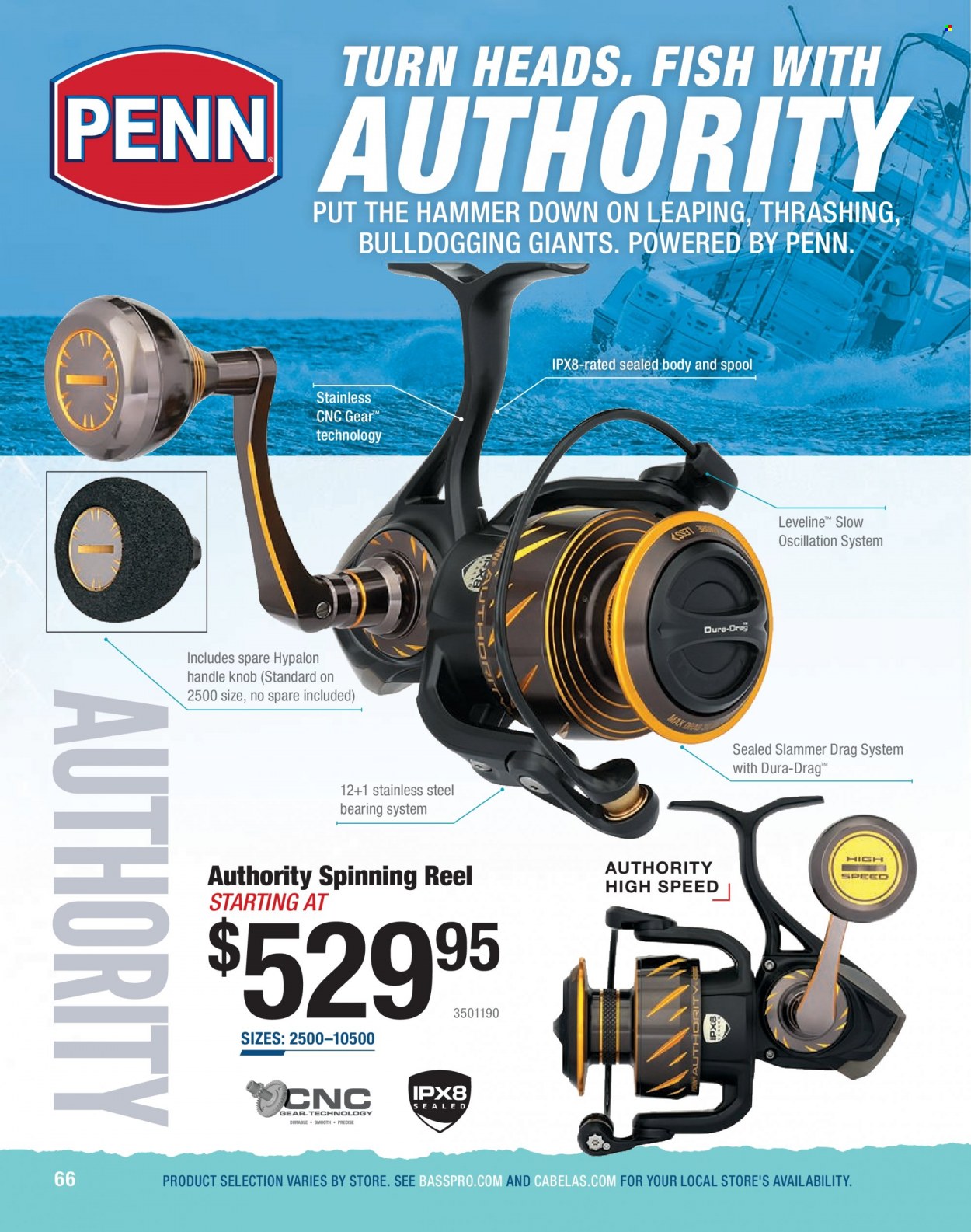 thumbnail - Bass Pro Shops Flyer - Sales products - reel, spinning reel, fishing rod, Penn. Page 66.