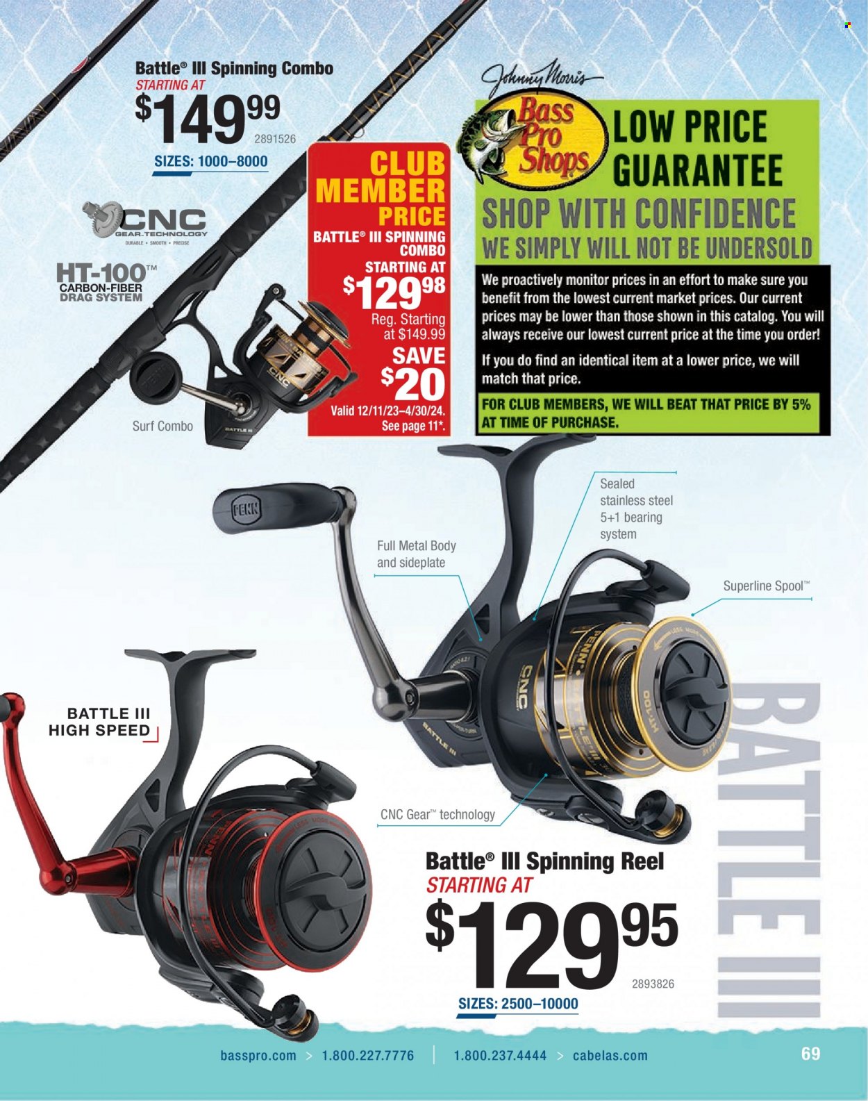 thumbnail - Bass Pro Shops Flyer - Sales products - Bass Pro, reel, spinning reel, fishing rod, Penn. Page 69.