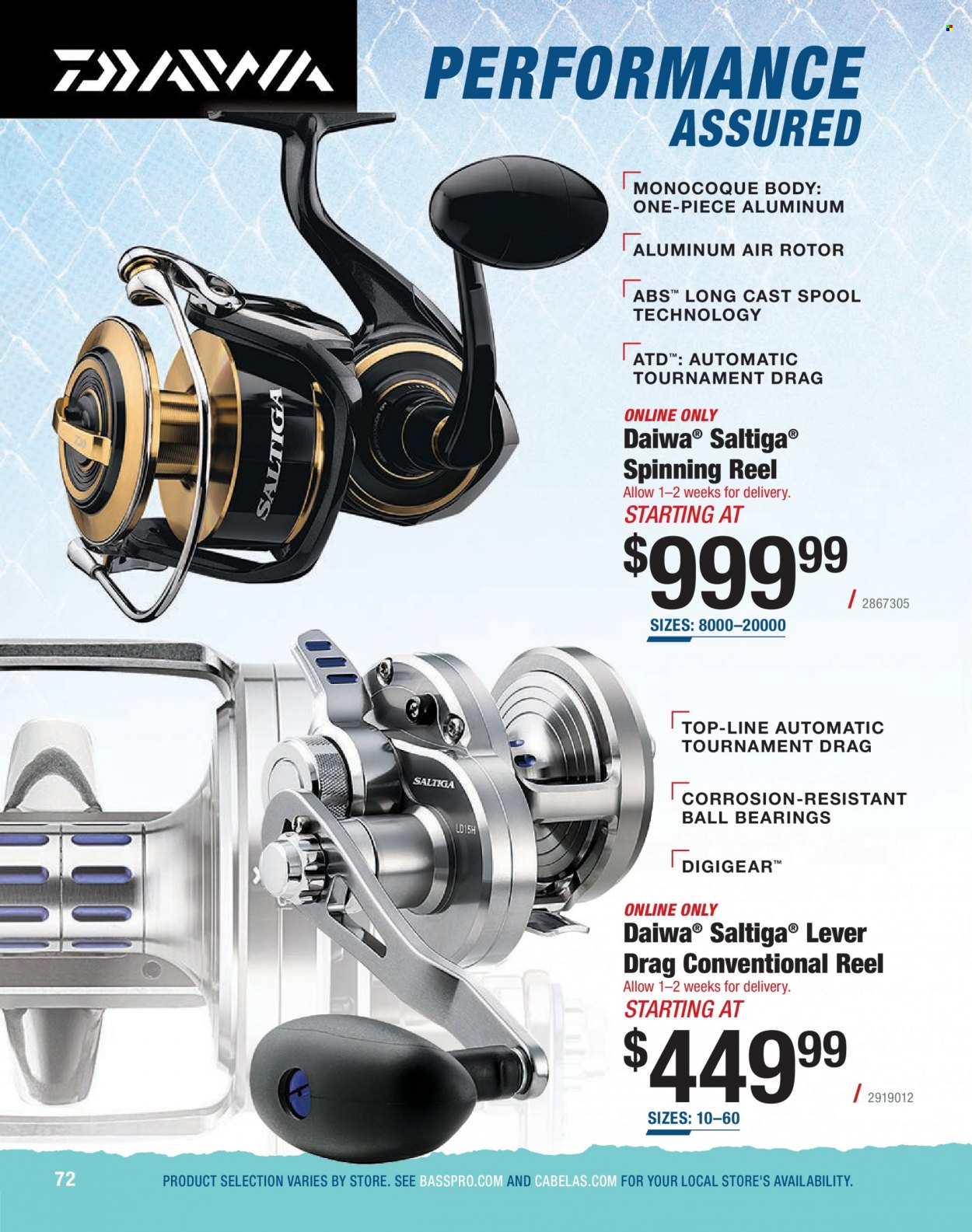 thumbnail - Bass Pro Shops Flyer - Sales products - reel, spinning reel, fishing rod, DAIWA. Page 72.