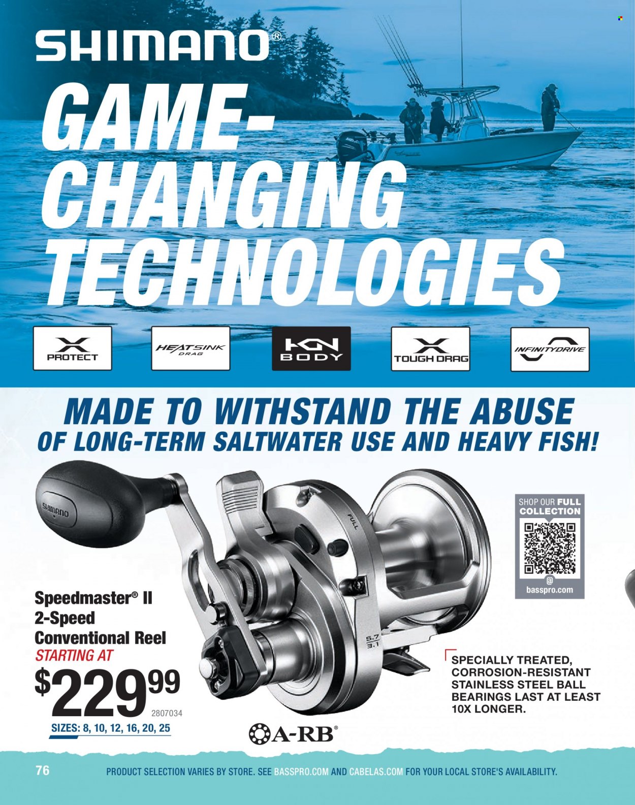 thumbnail - Bass Pro Shops Flyer - Sales products - Shimano, reel, fishing rod. Page 76.