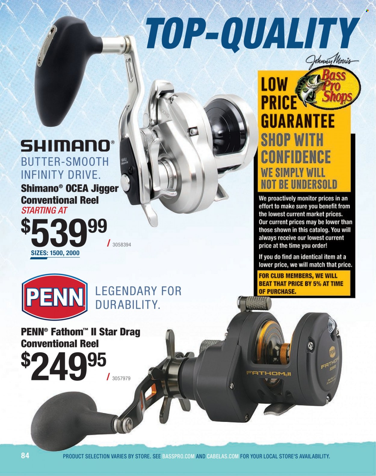Bass Pro Shops Flyer - Sales products - Shimano, Bass Pro, reel, fishing rod, Penn. Page 84.
