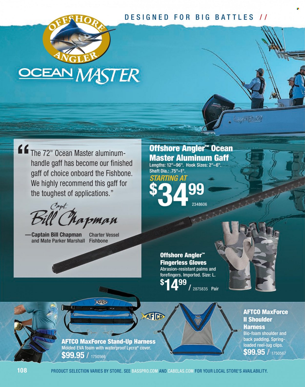 Bass Pro Shops Flyer - Sales products - Marshall, gloves, reel, palm. Page 108.