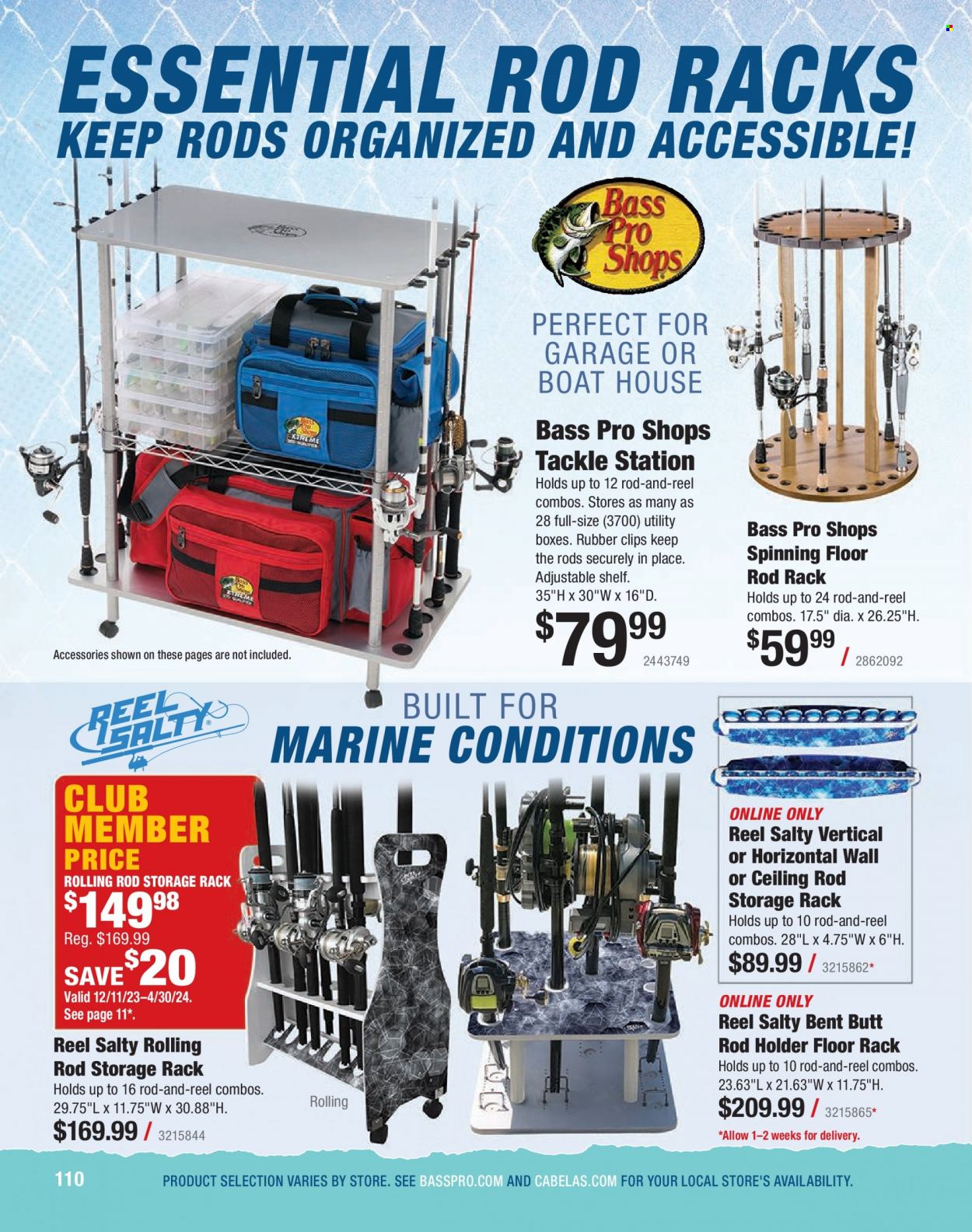 thumbnail - Bass Pro Shops Flyer - Sales products - Bass Pro, reel, rod holder. Page 110.