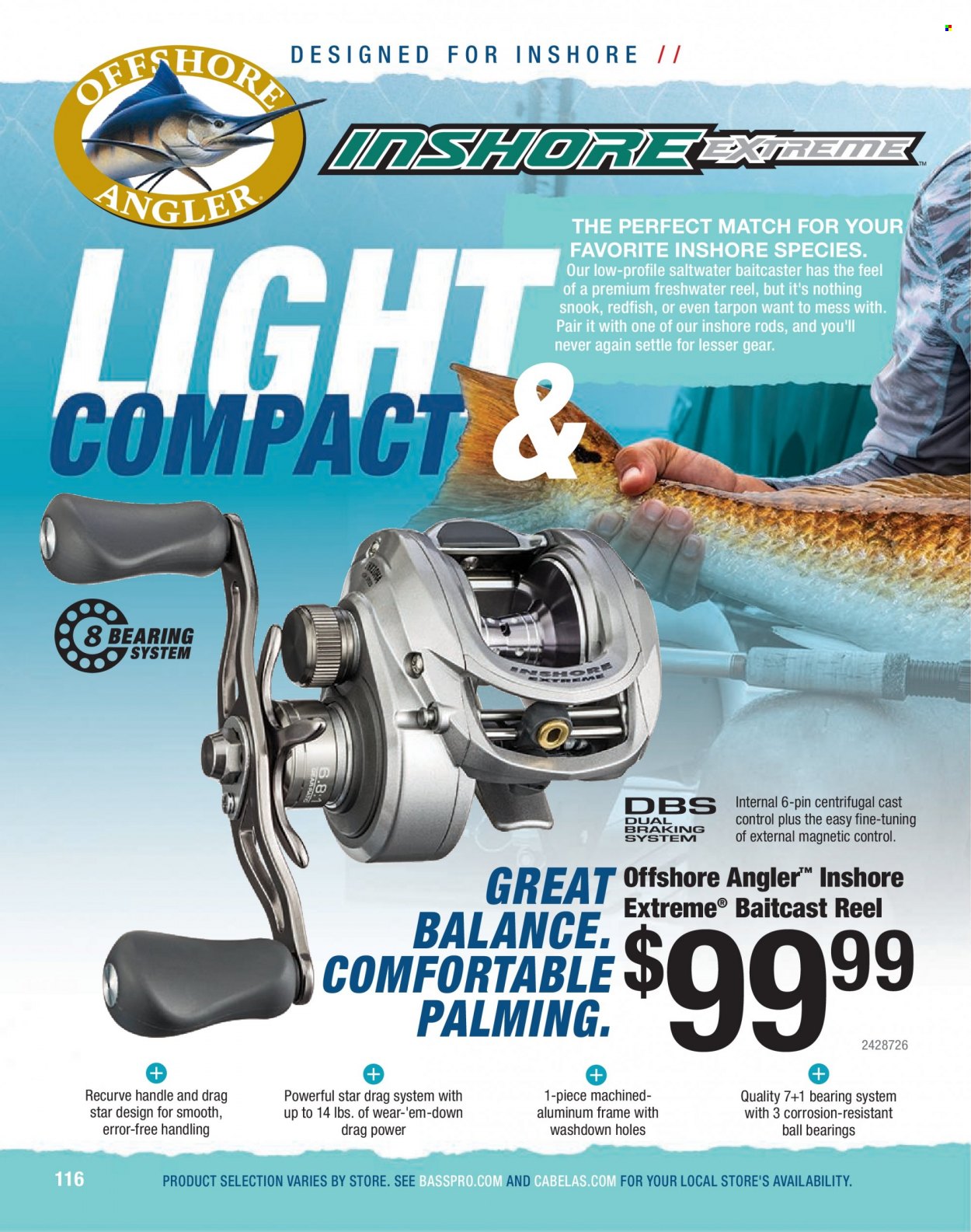 Bass Pro Shops Flyer - Sales products - baitcast reel, reel. Page 116.