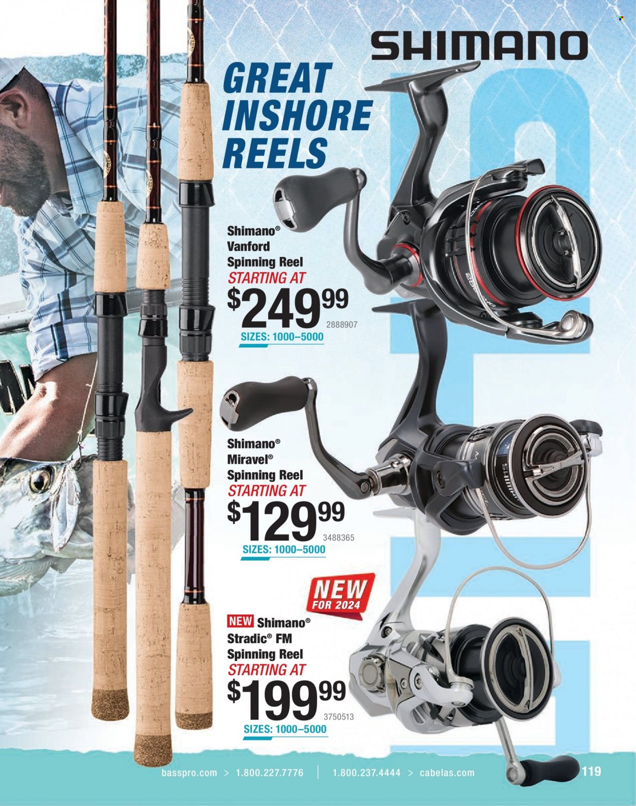 thumbnail - Bass Pro Shops Flyer - Sales products - Shimano, reel, spinning reel, fishing rod. Page 119.