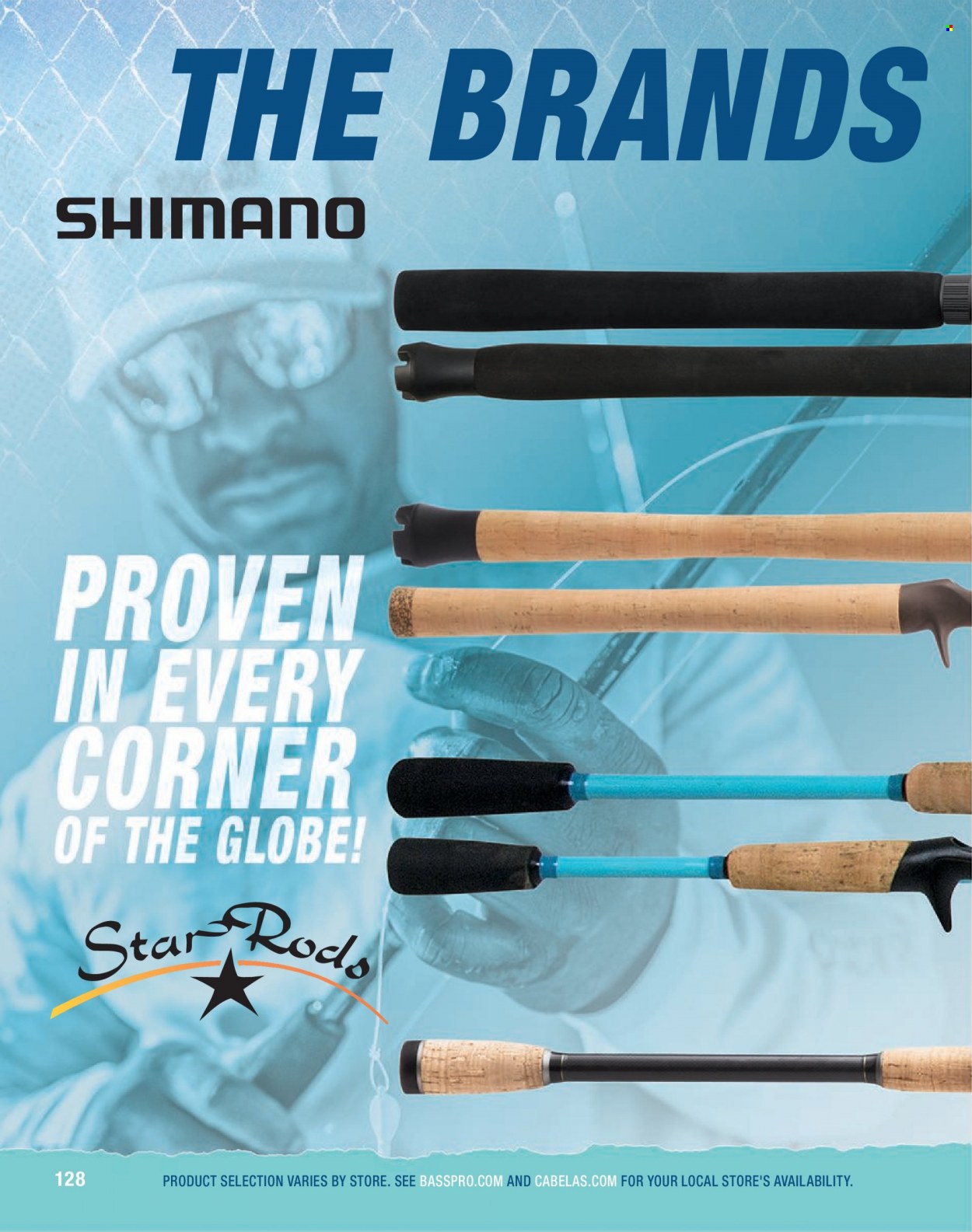 Bass Pro Shops Flyer - Sales products - Shimano, fishing rod. Page 128.
