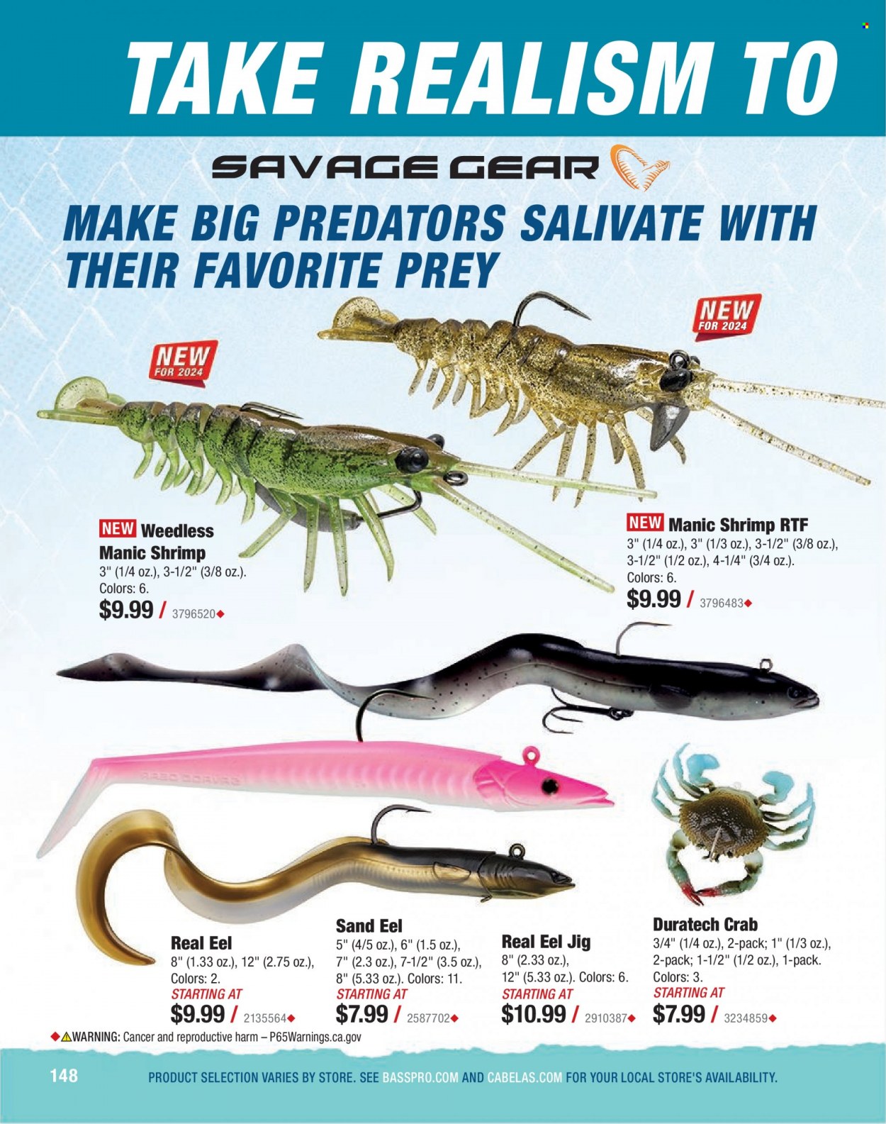 Bass Pro Shops Flyer - Sales products - Savage Gear, jig, savage, fishing rod. Page 148.